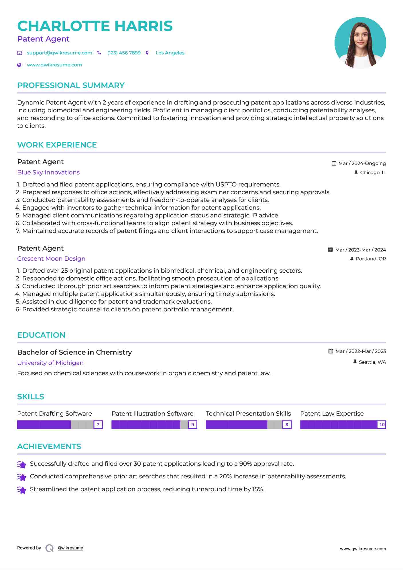 Patent Agent Resume Format