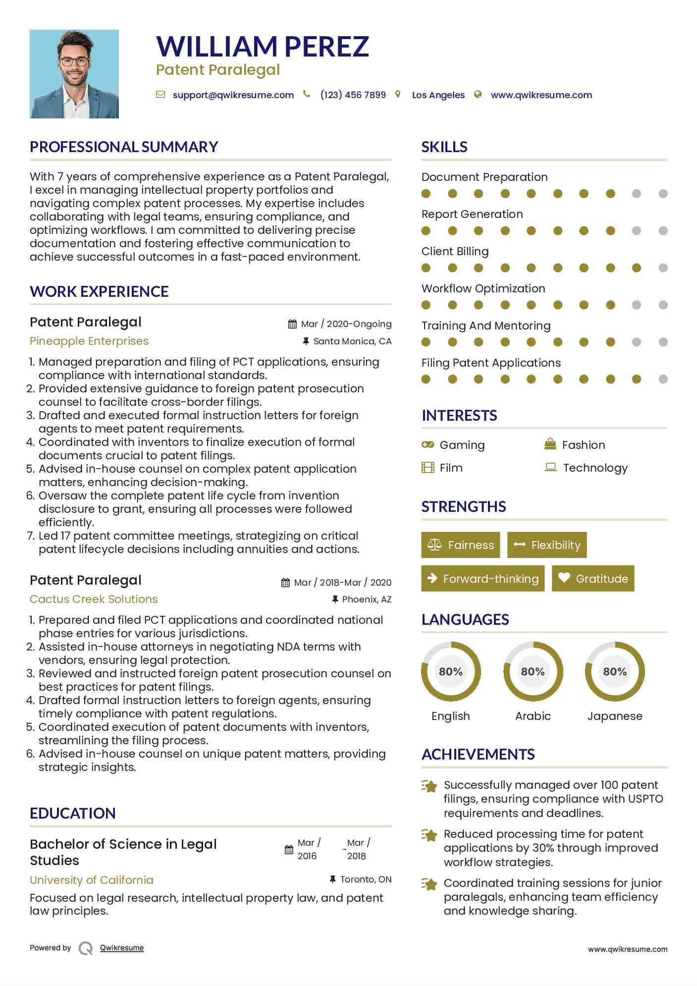 Patent Paralegal Resume Template