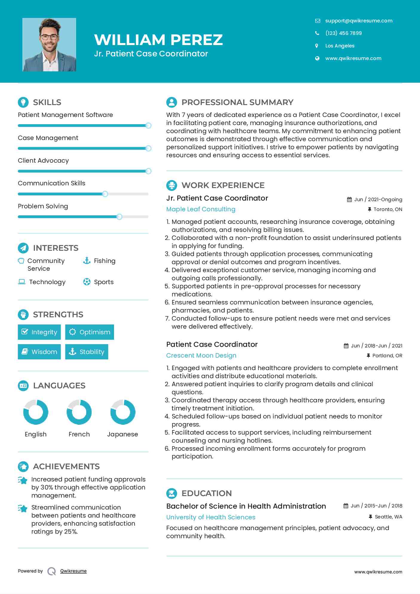 Jr. Patient Case Coordinator Resume Format