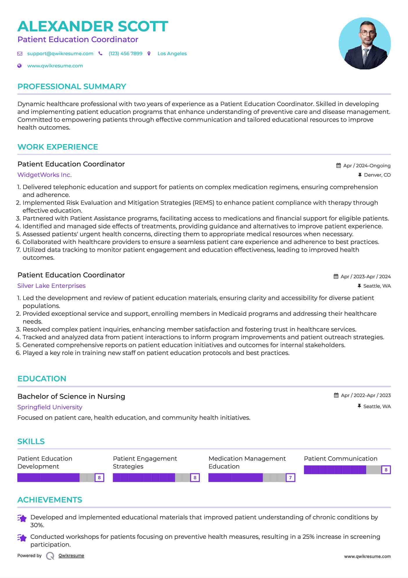 Patient Education Coordinator Resume Sample