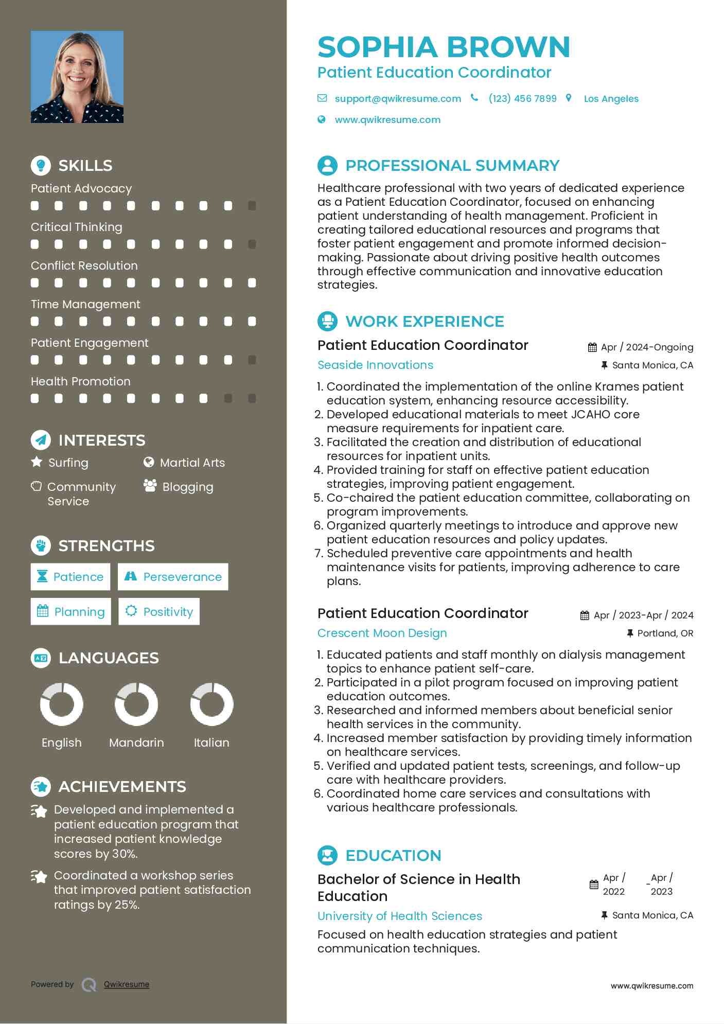 Patient Education Coordinator Resume Example