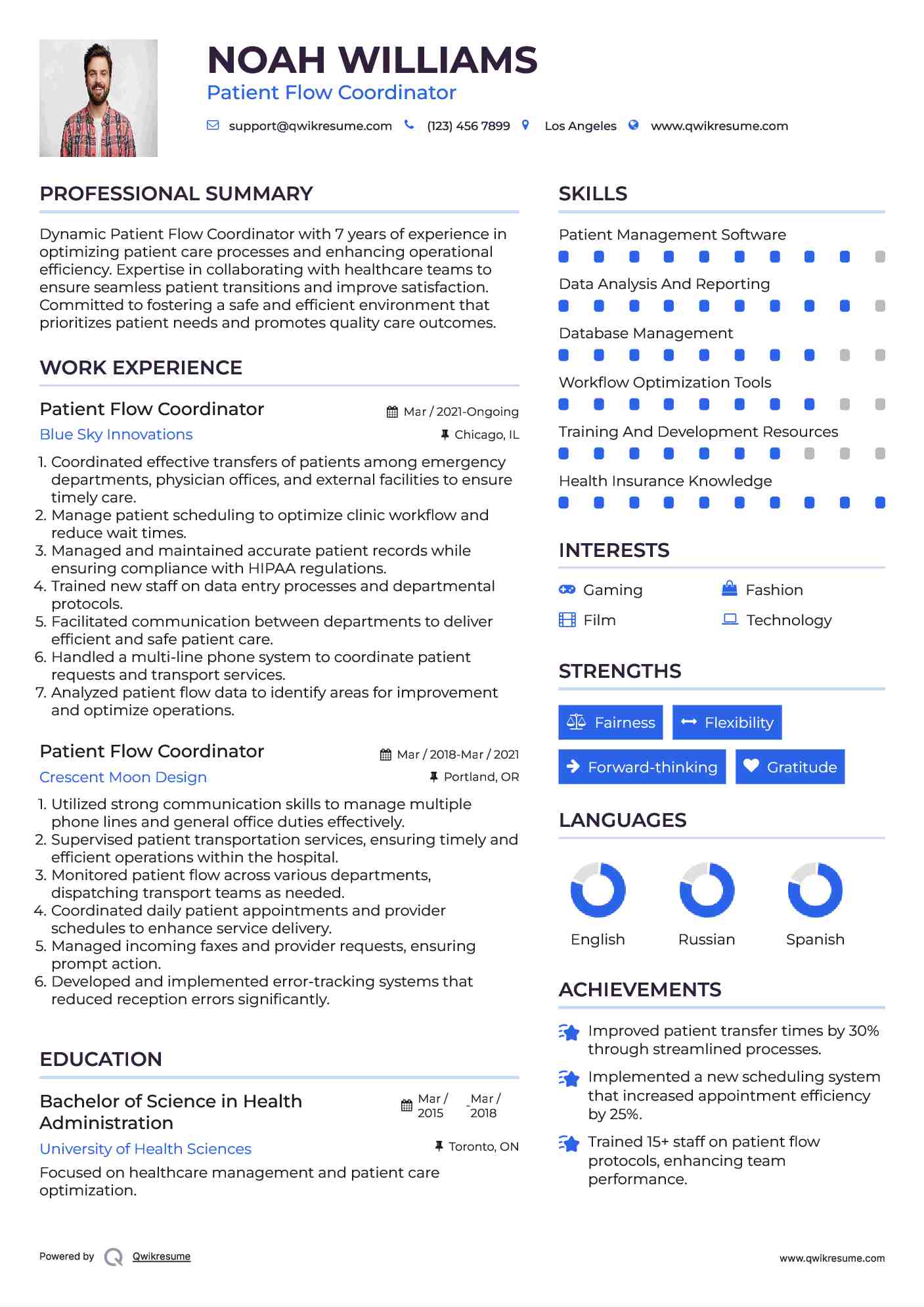 Patient Flow Coordinator Resume Template