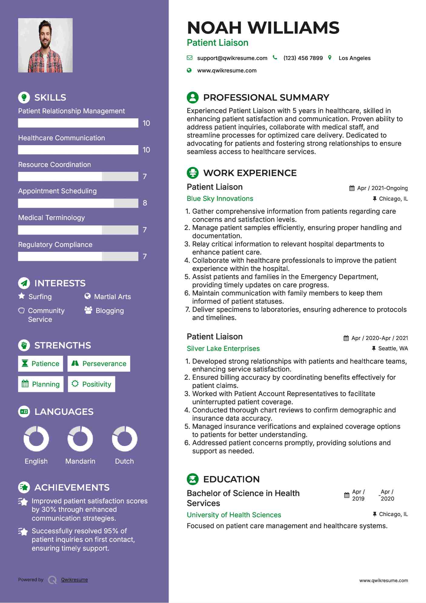 Patient Liaison Resume Format