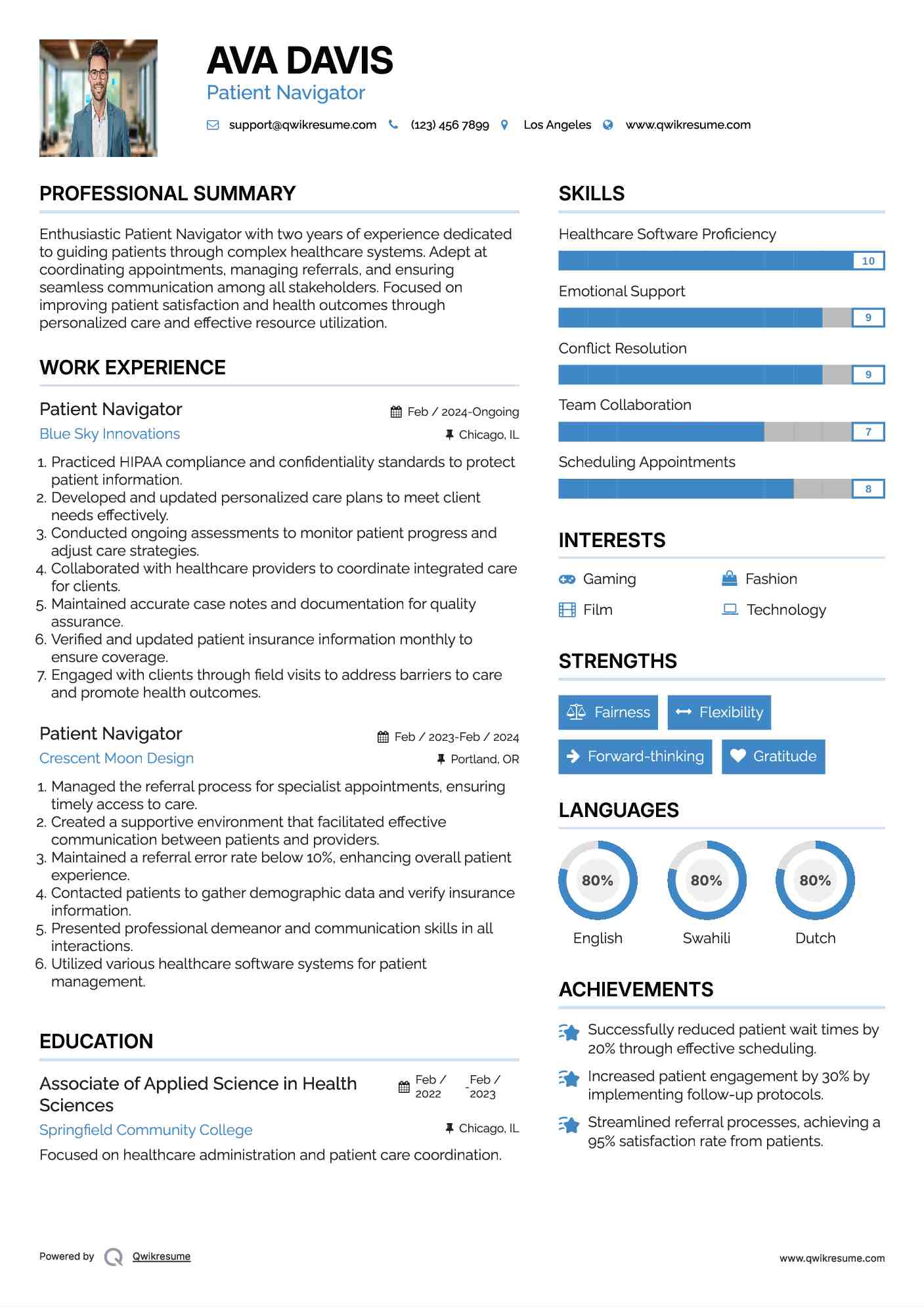 Patient Navigator Resume Example