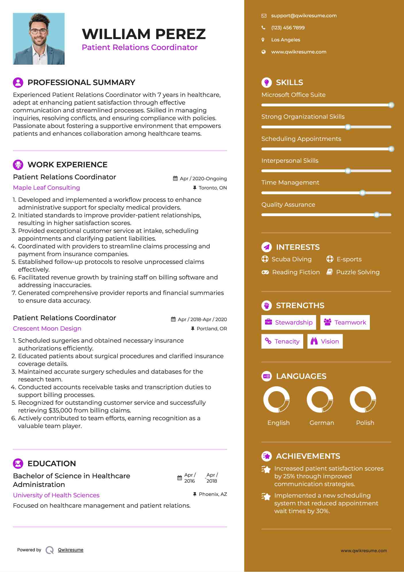 Patient Relations Coordinator Resume Format