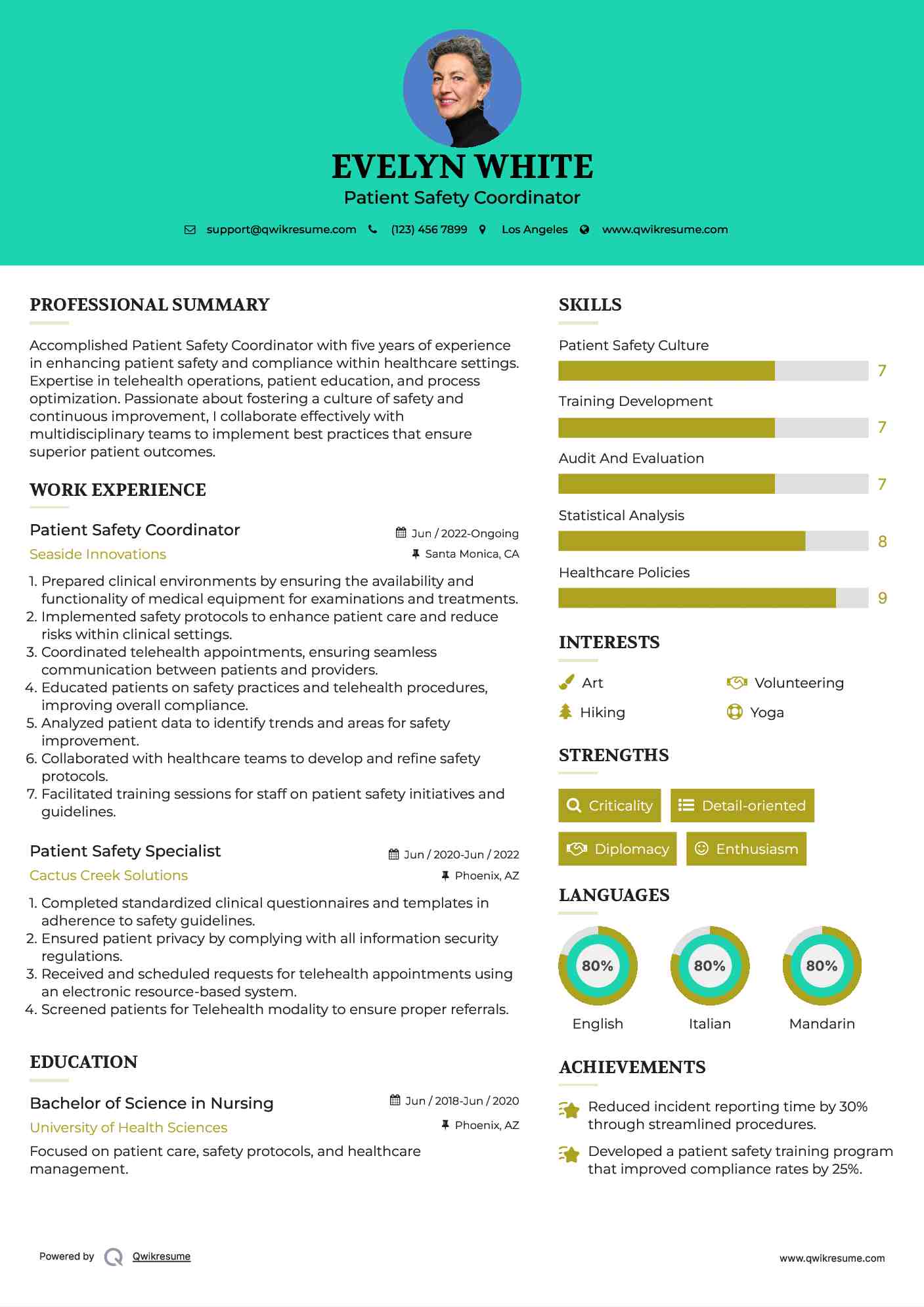Patient Safety Coordinator Resume Format