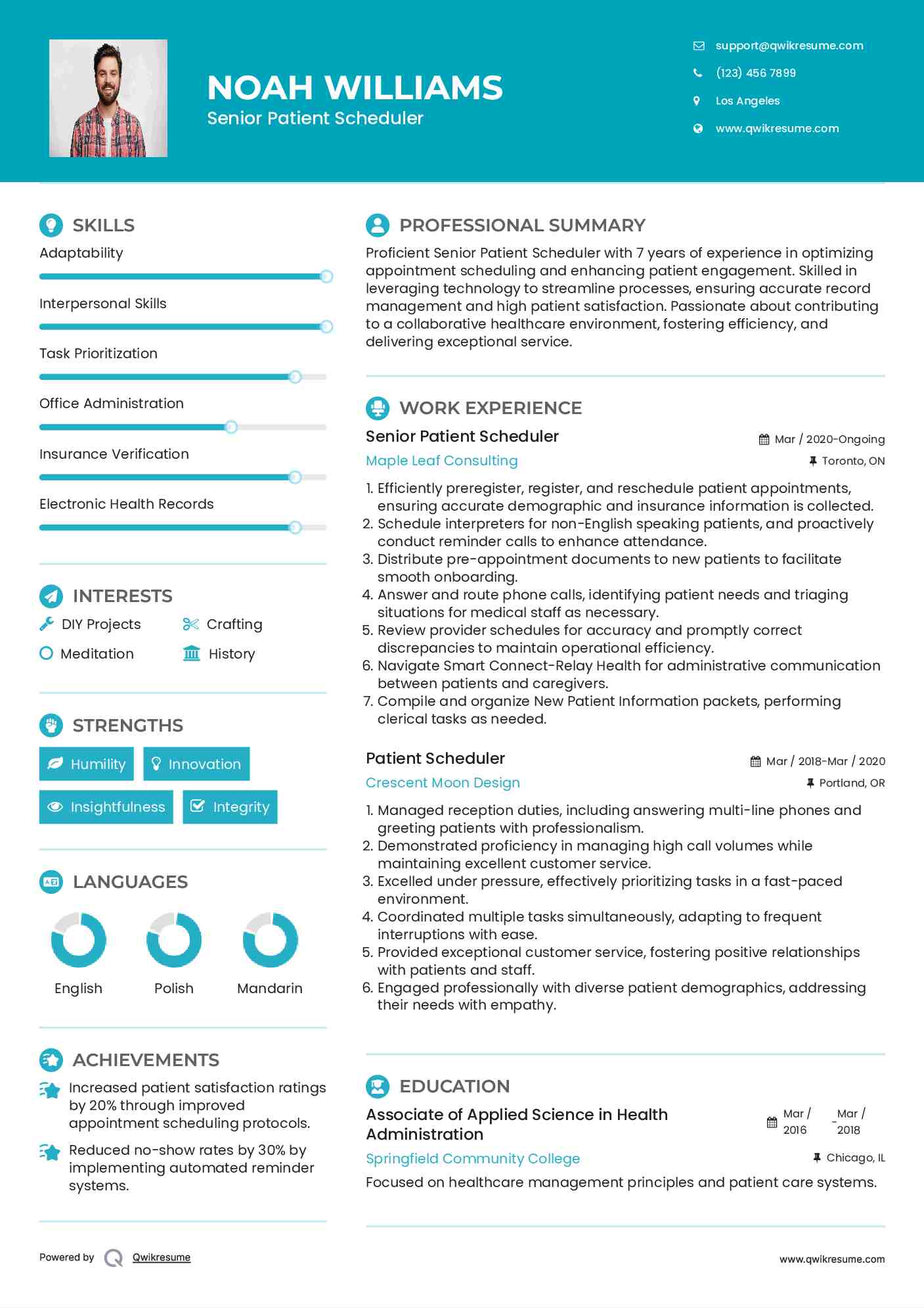 Senior Patient Scheduler Resume Format