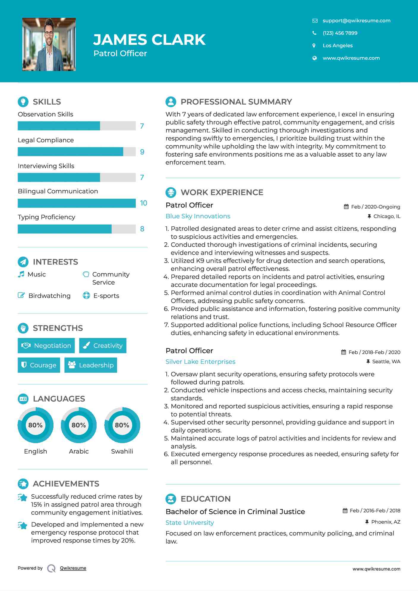 Patrol Officer Resume Template