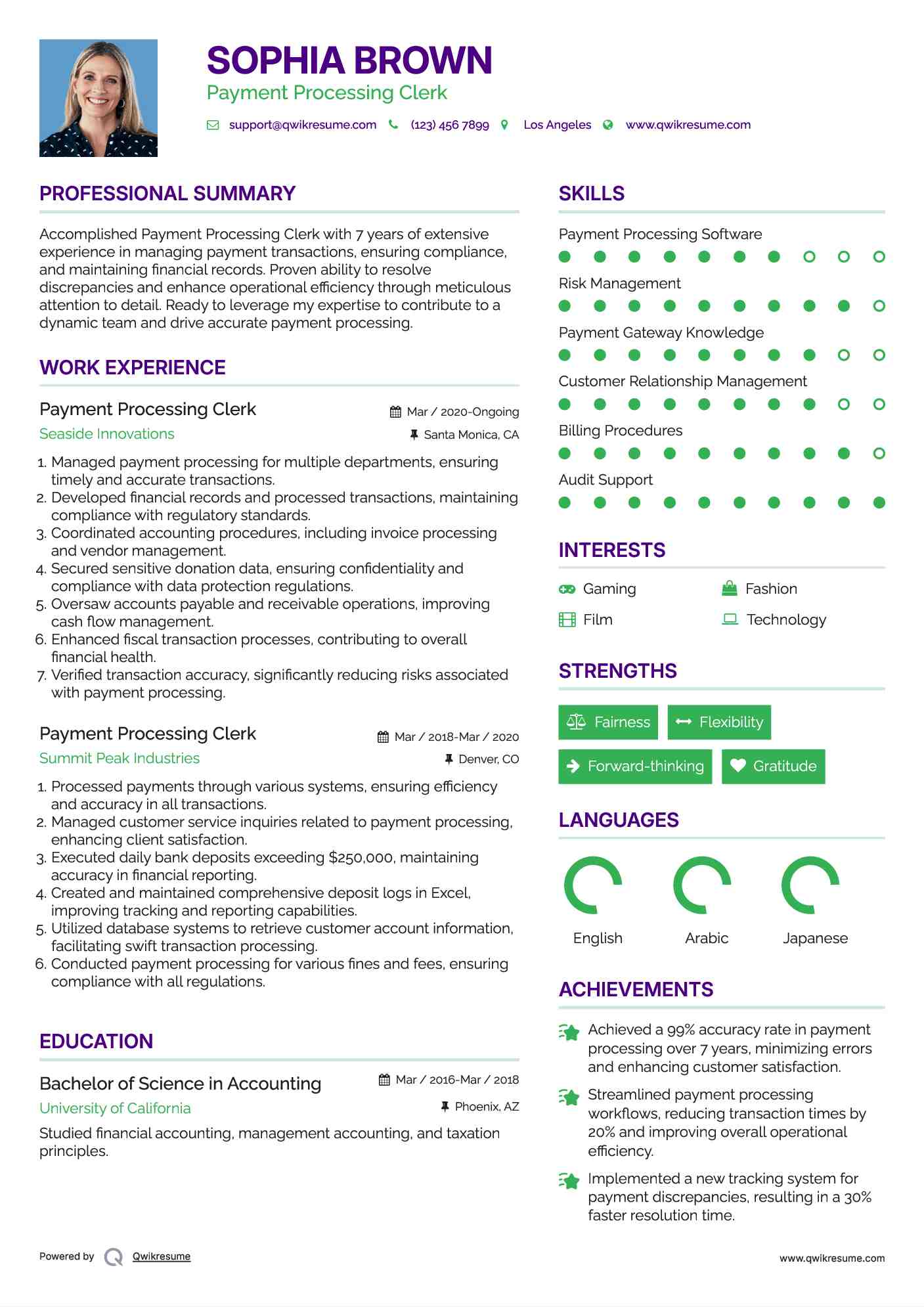 Payment Processing Clerk Resume Format