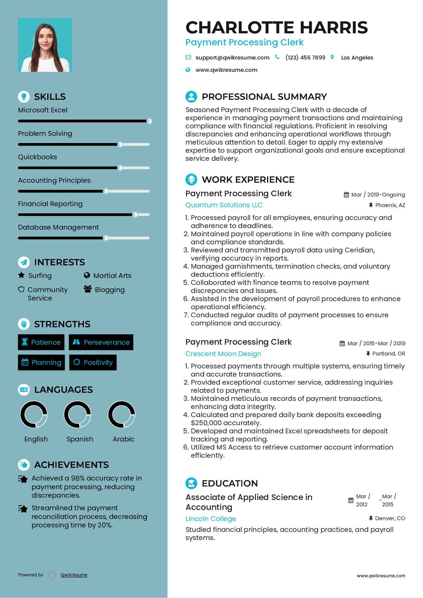 Payment Processing Clerk Resume Model