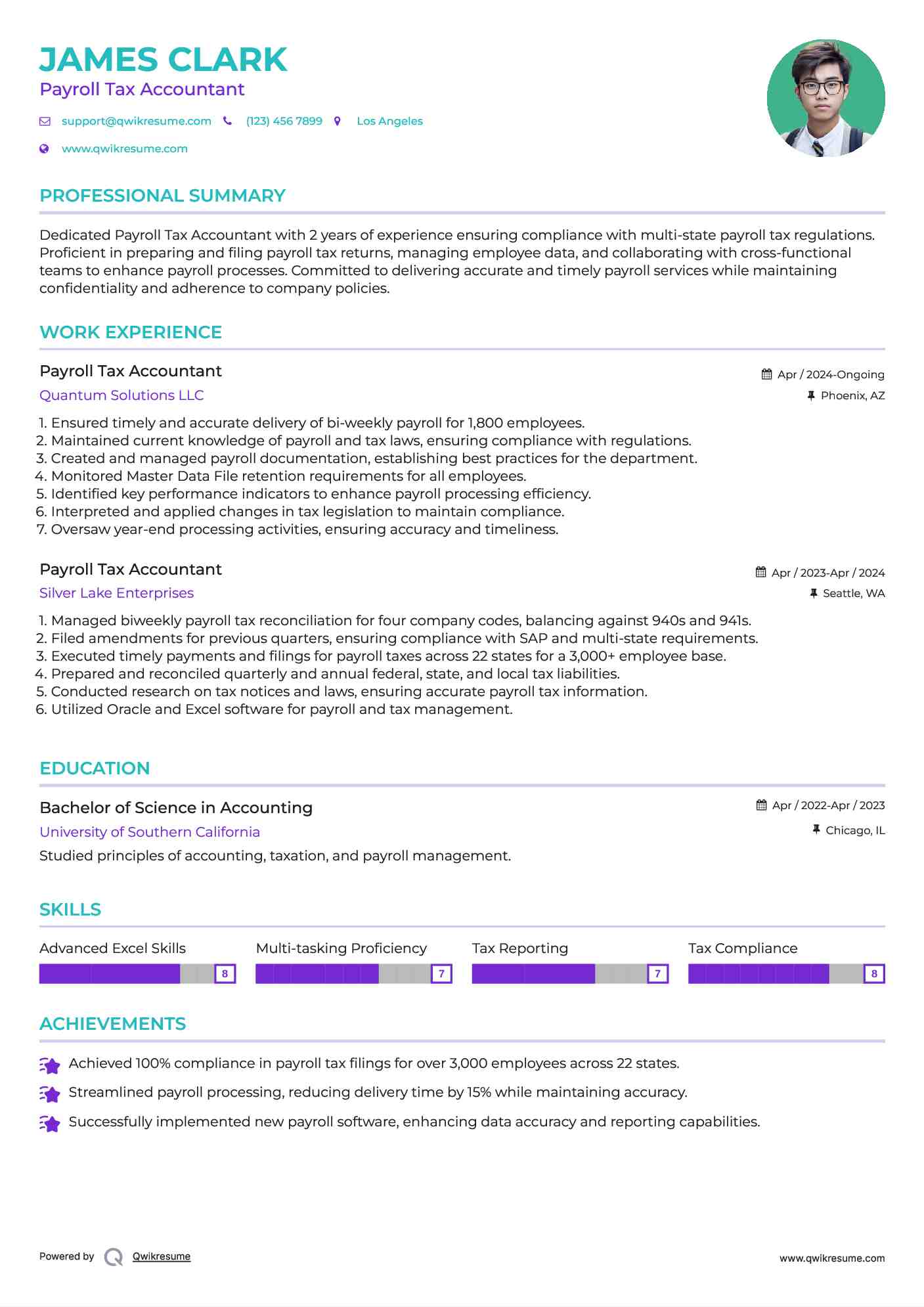 Payroll Tax Accountant Resume Samples QwikResume