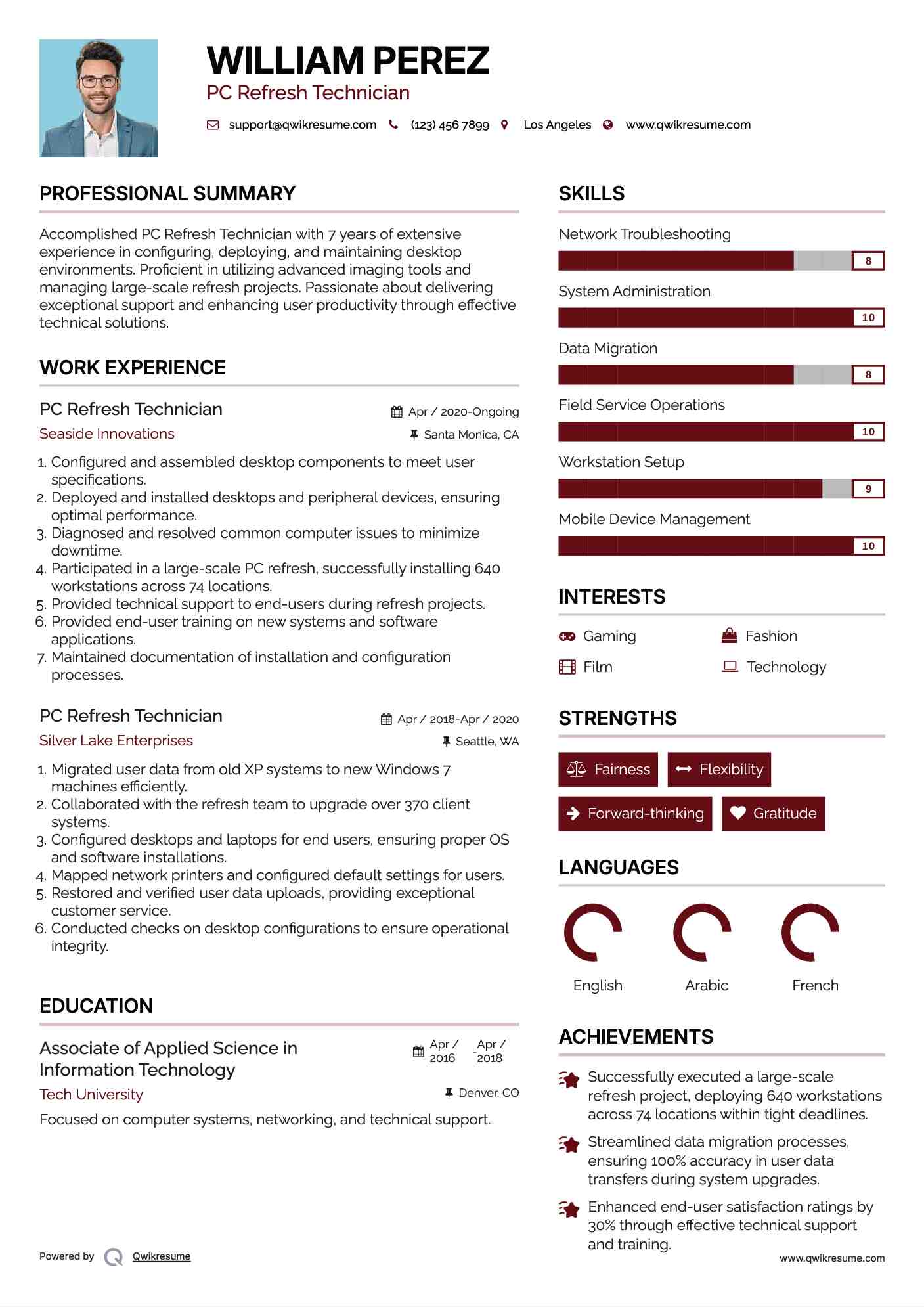 PC Refresh Technician Resume Example