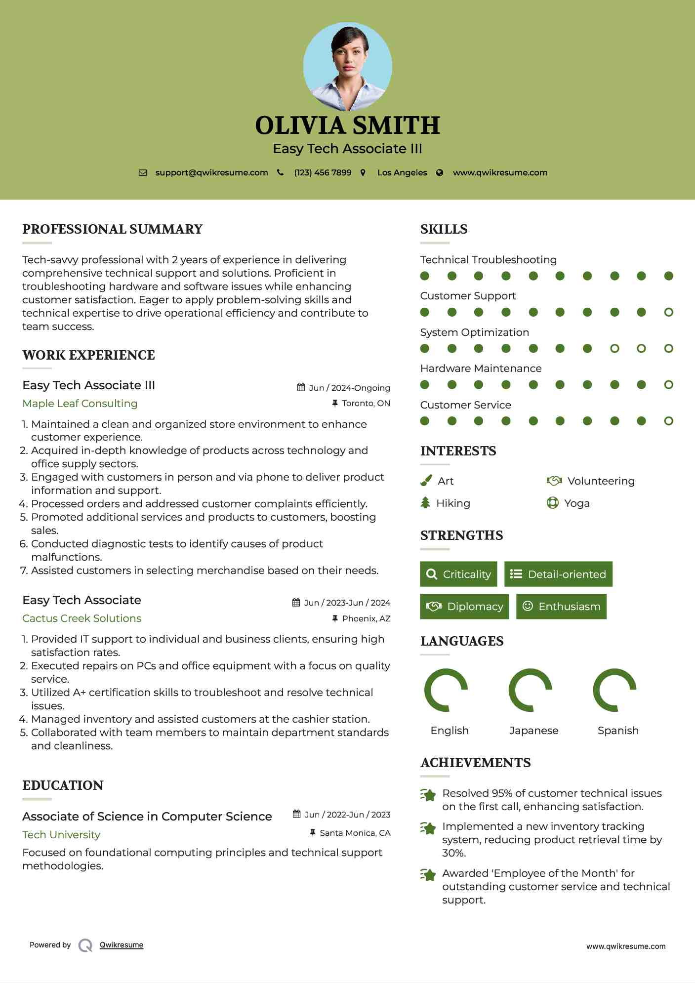Easy Tech Associate III Resume Format