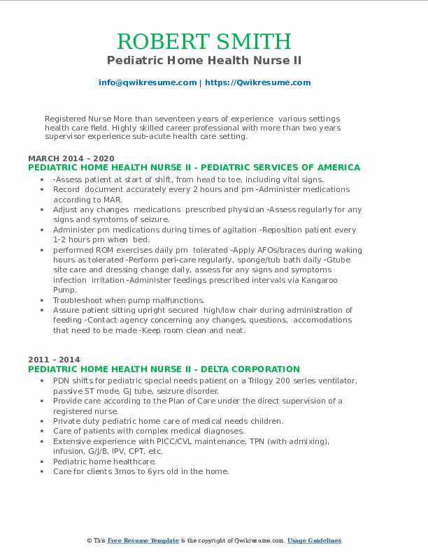 Pediatric Home Health Nurse Resume - Pediatric Home Health Nurse 1590158167 Pdf 