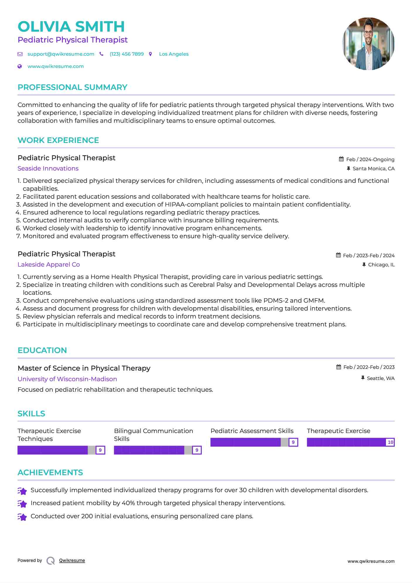 Pediatric Physical Therapist Resume Template
