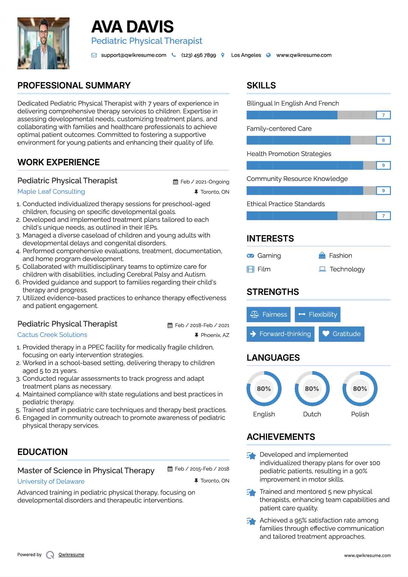 Pediatric Physical Therapist Resume Model