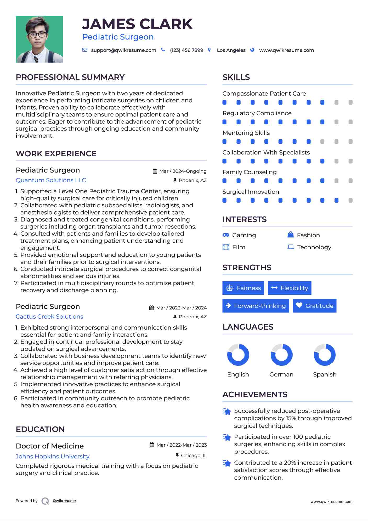 Pediatric Surgeon Resume Model