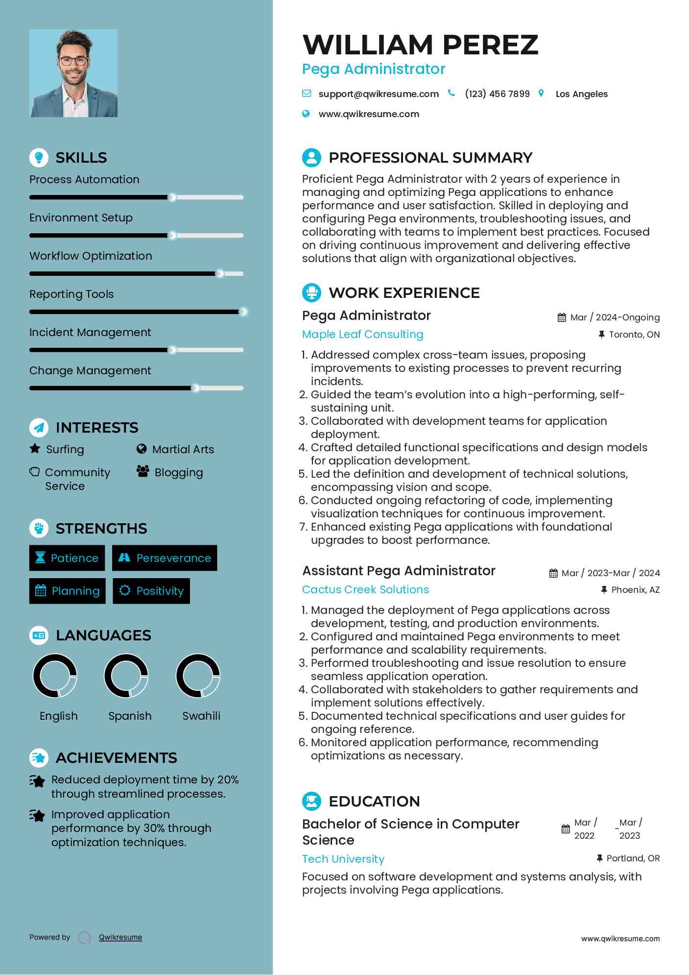 Pega Administrator Resume Format
