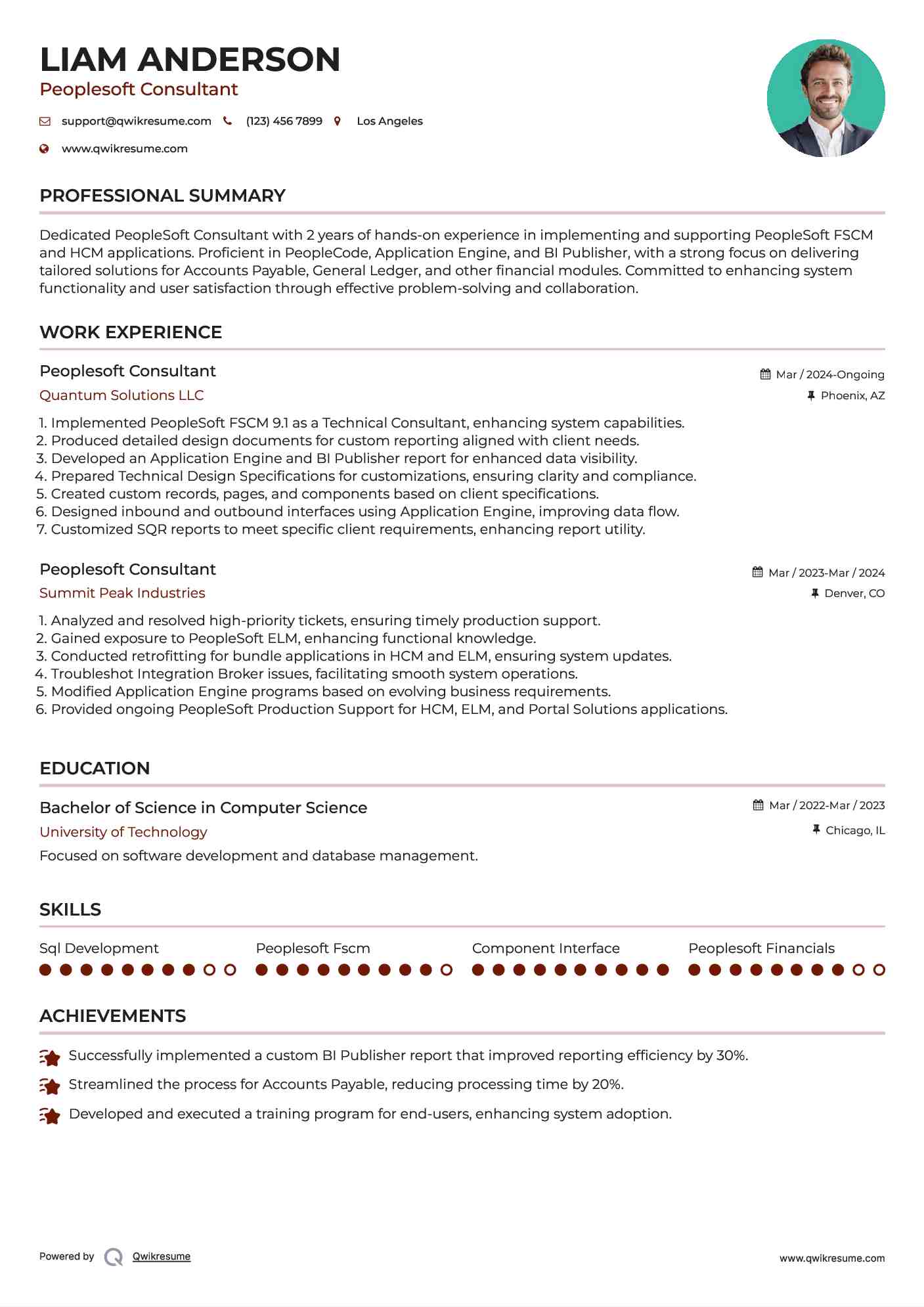 Peoplesoft Consultant Resume Model