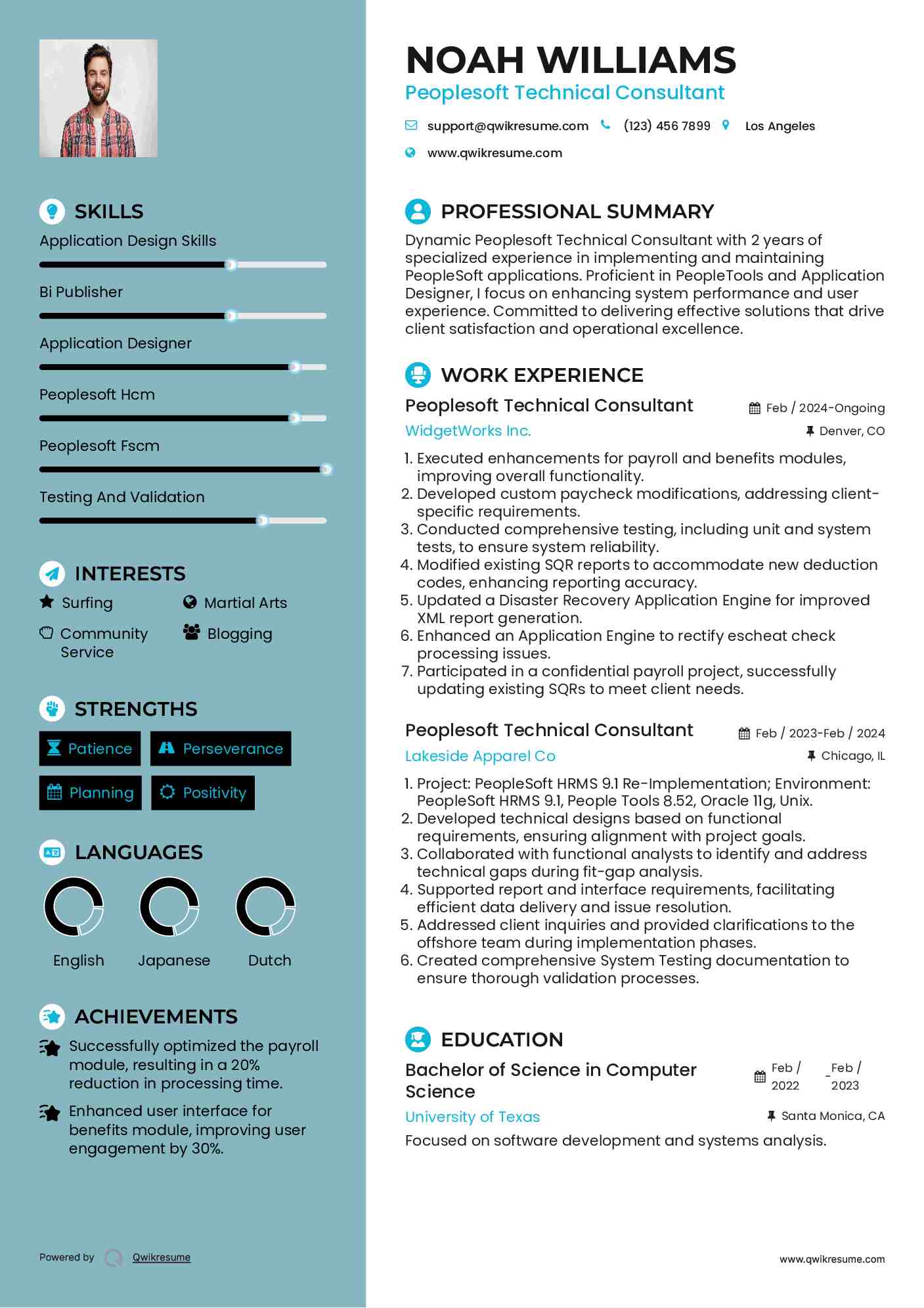 Peoplesoft Technical Consultant Resume Template