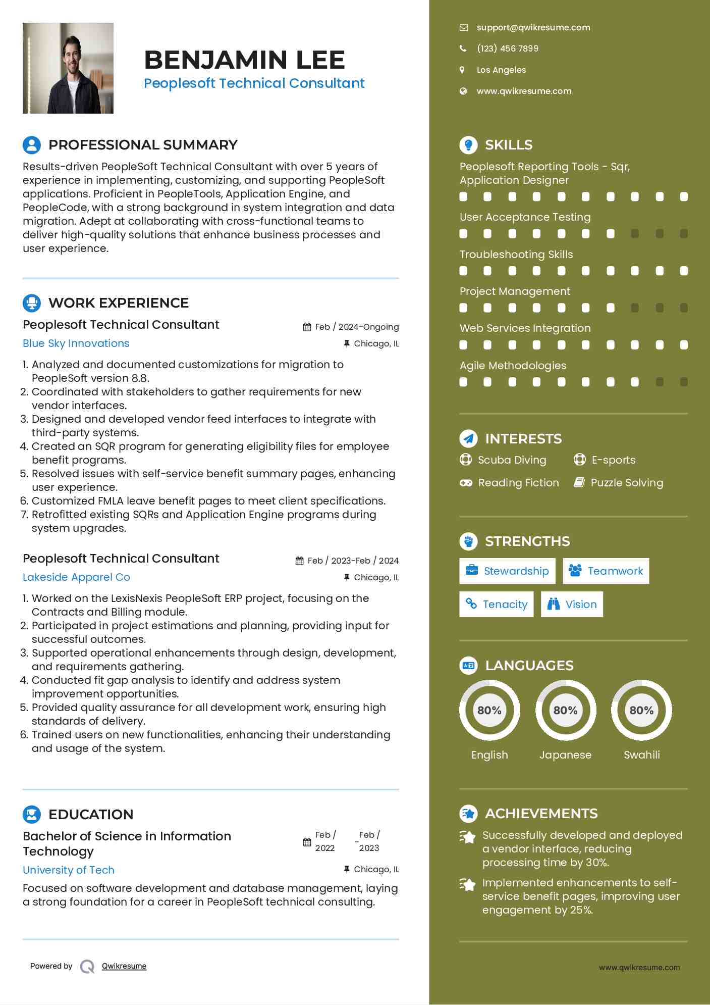 Peoplesoft Technical Consultant Resume Sample