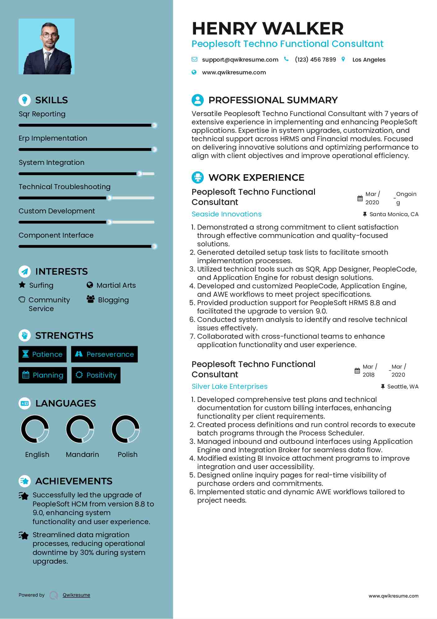 Peoplesoft Techno Functional Consultant Resume Template
