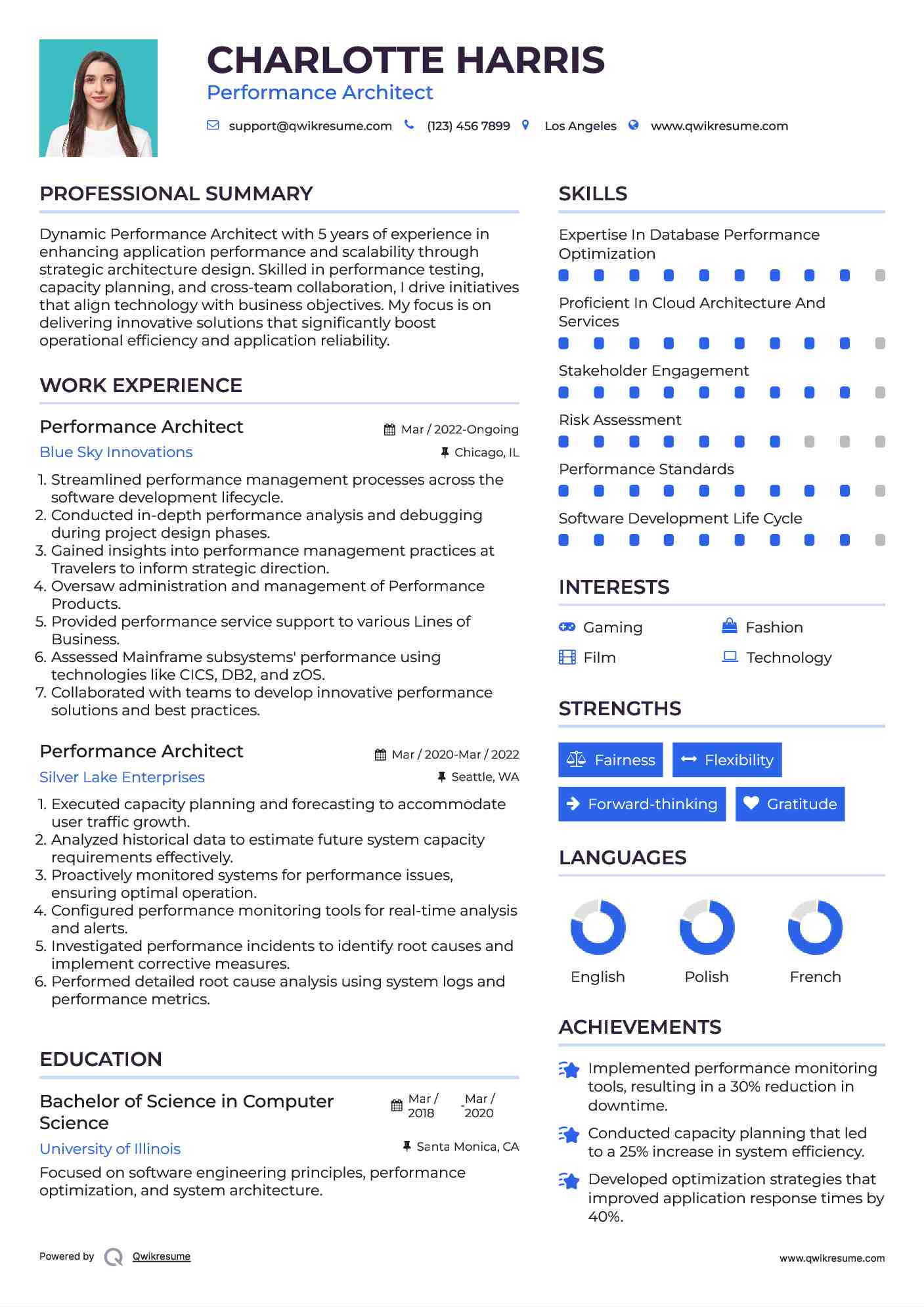 Performance Architect Resume Sample