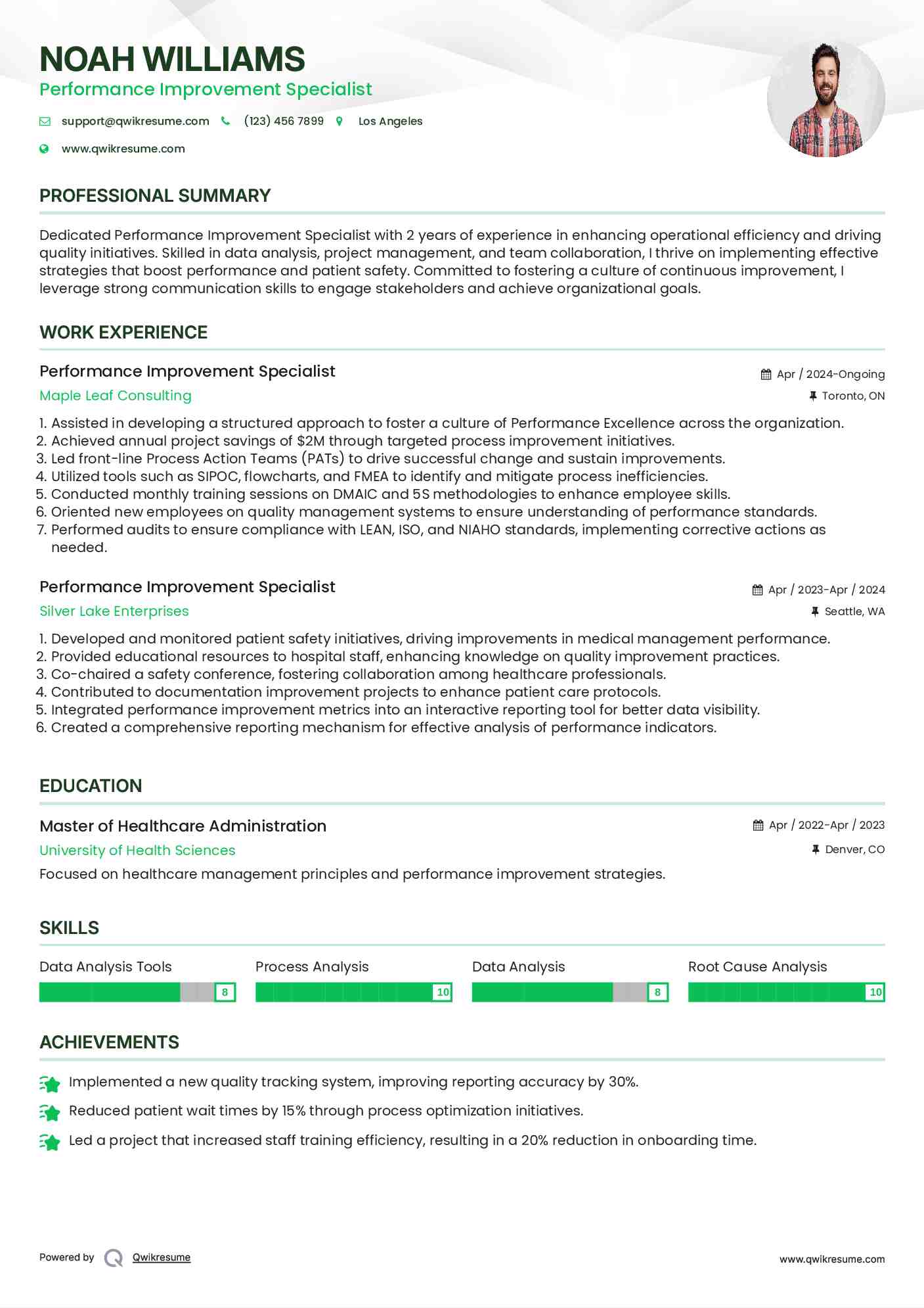 Performance Improvement Specialist Resume Format