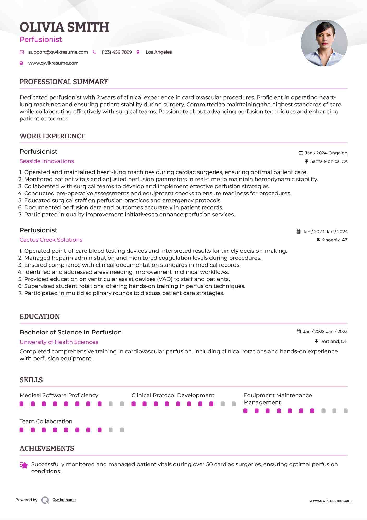 Perfusionist Resume Template