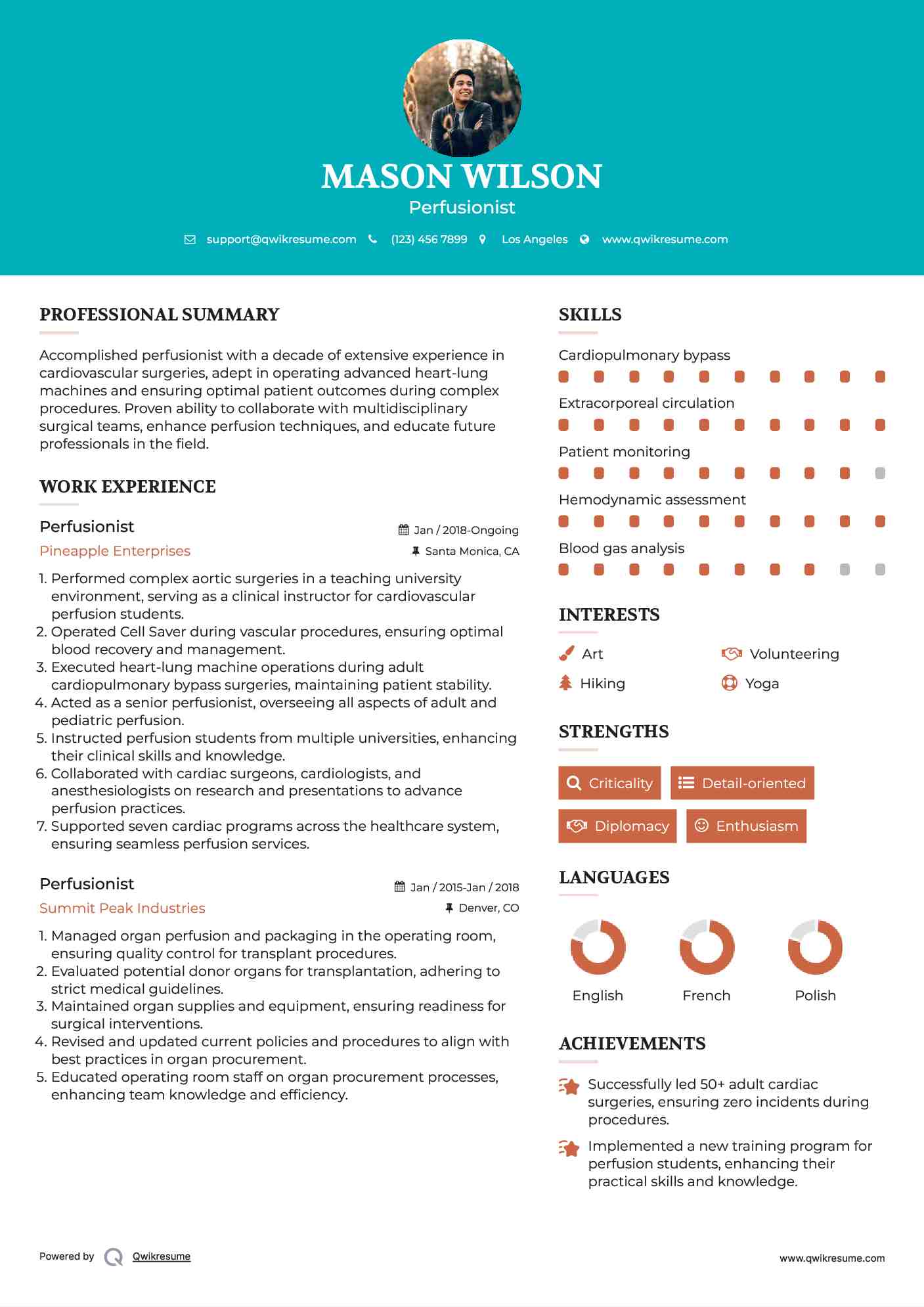 Perfusionist Resume Template