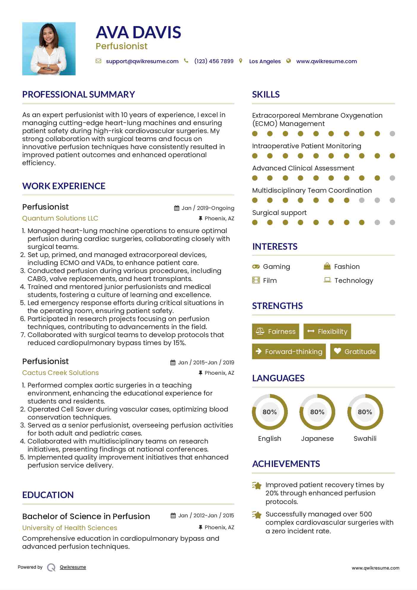 Perfusionist Resume Format