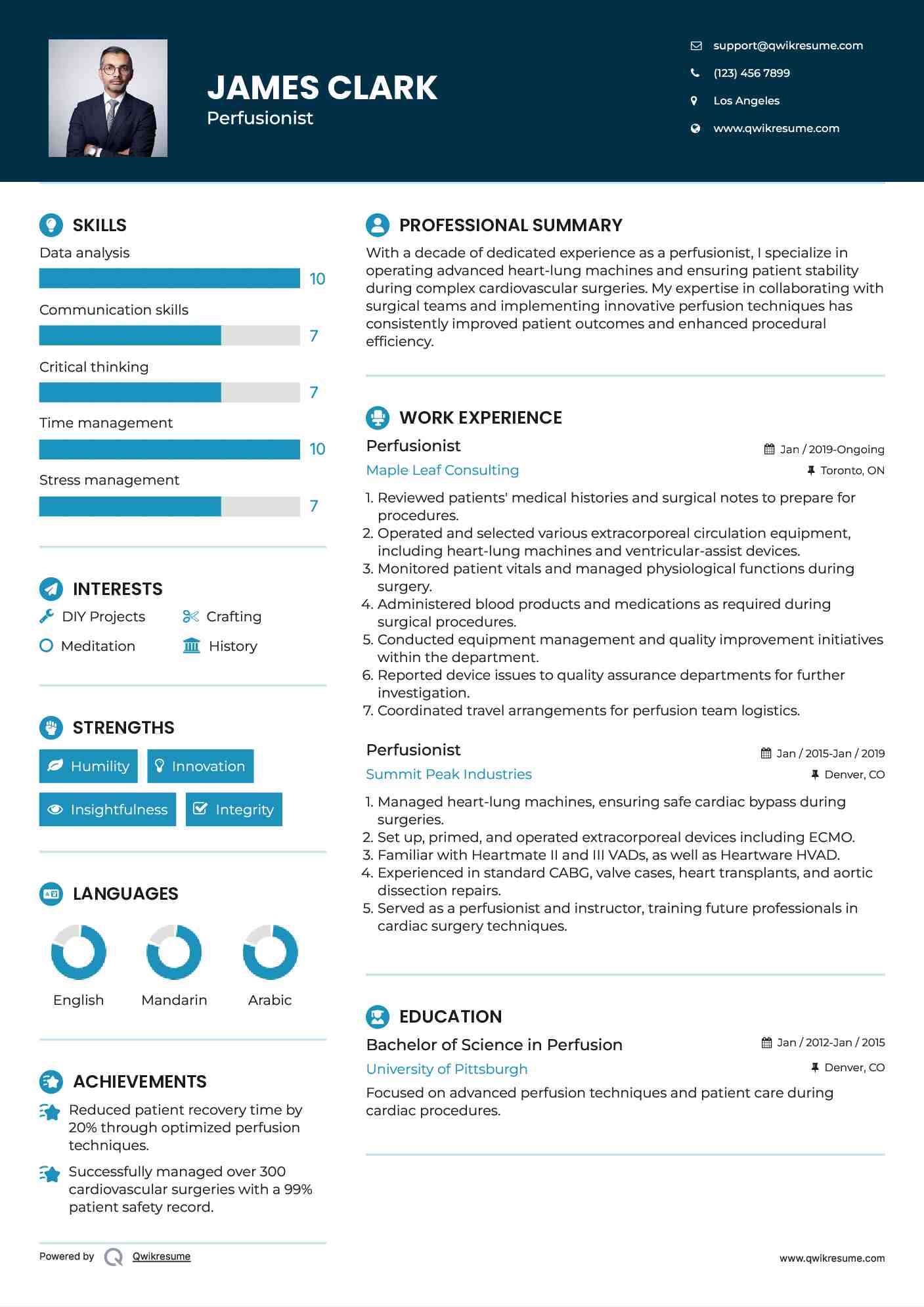 Perfusionist Resume Example