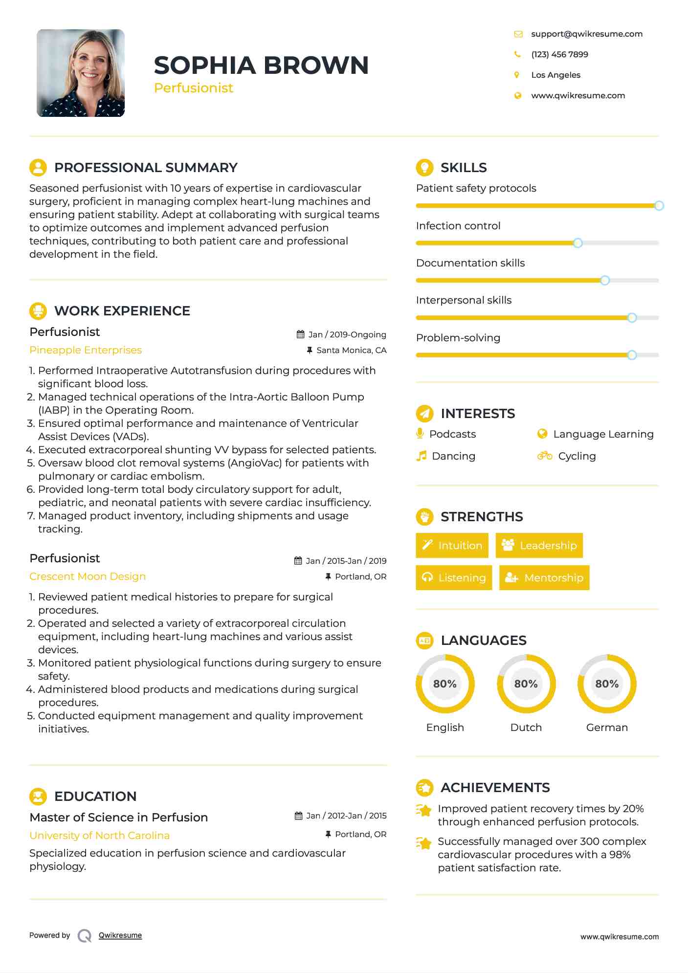 Perfusionist Resume Template