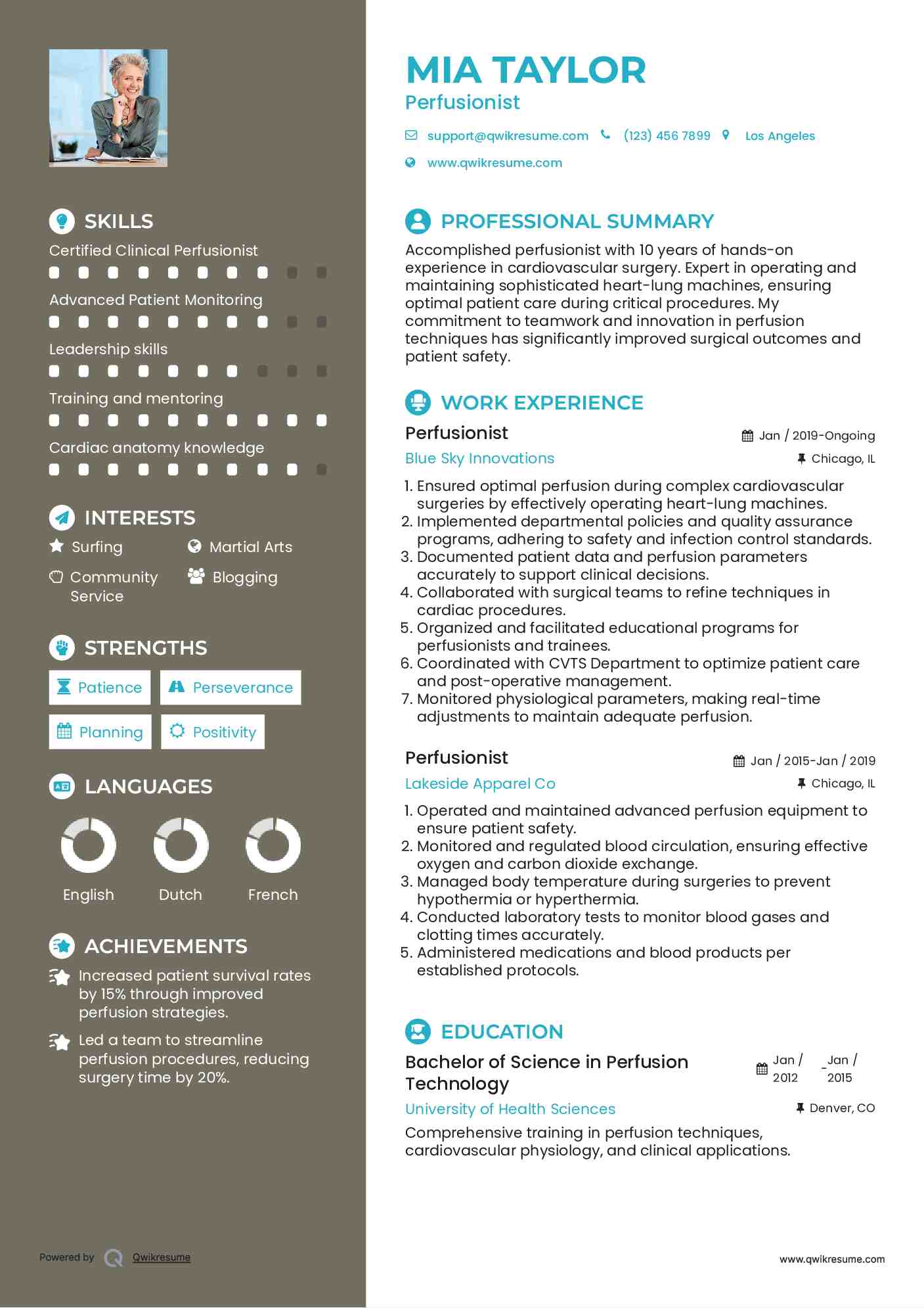 Perfusionist Resume Format