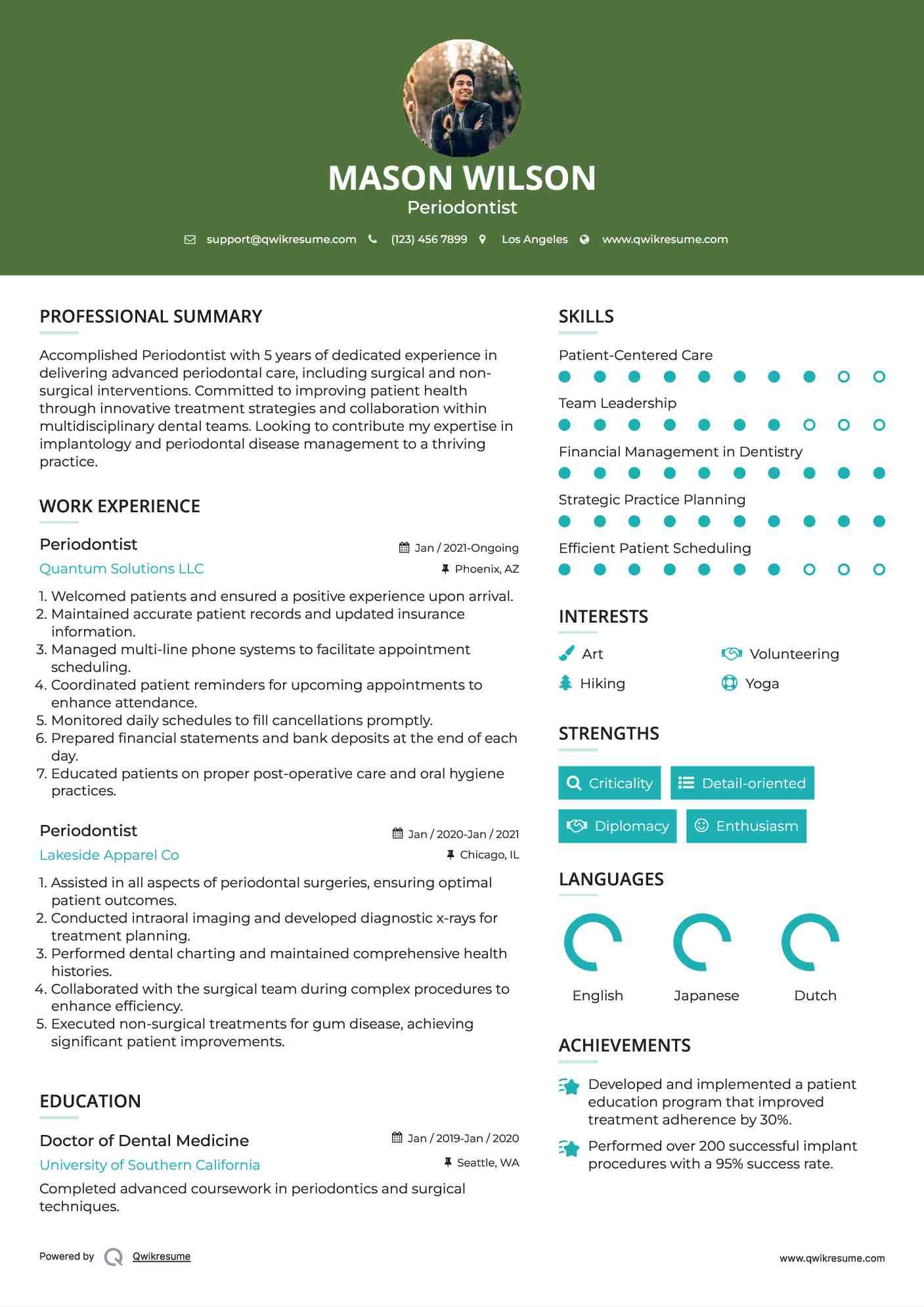Periodontist Resume Template
