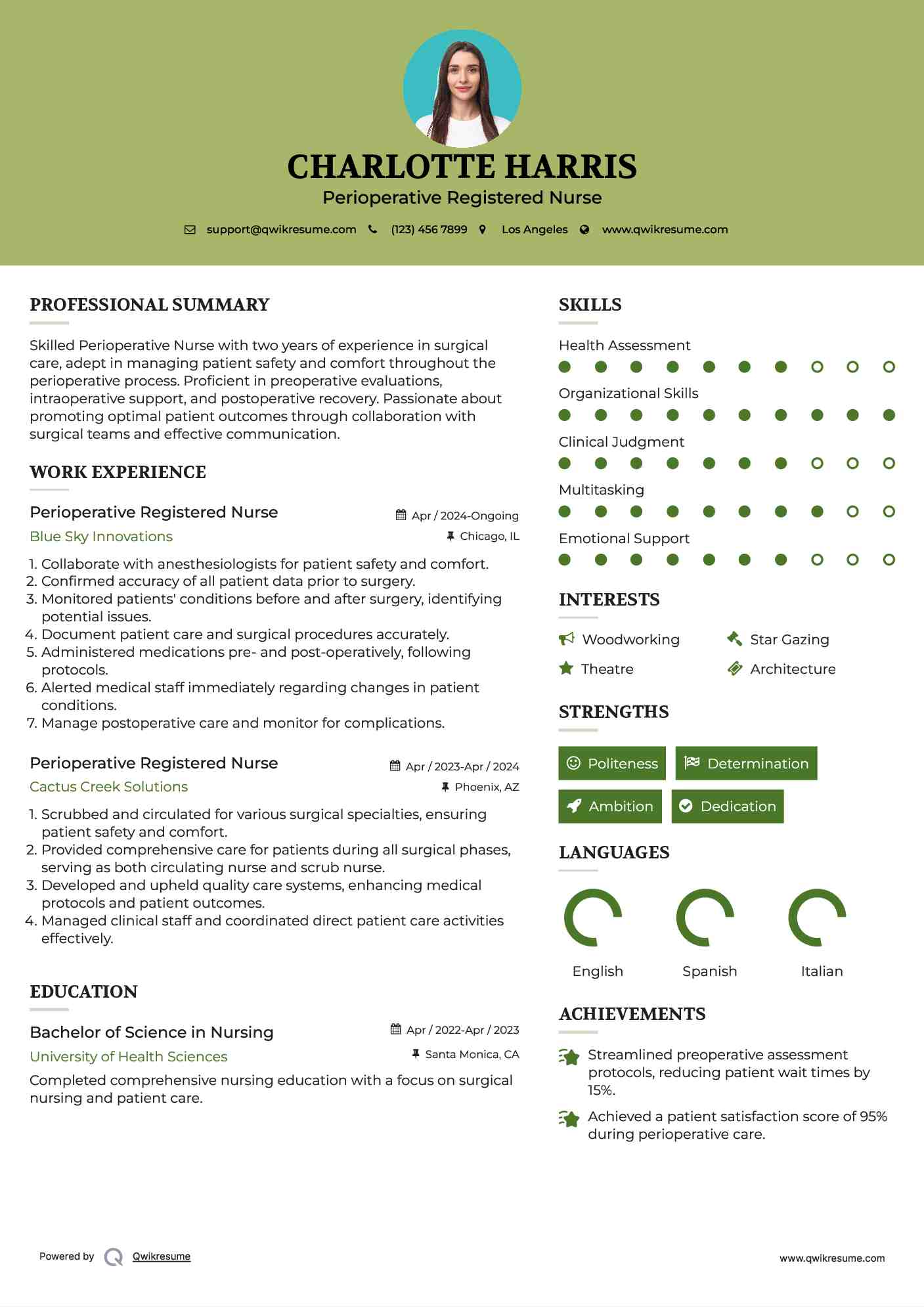 Perioperative Registered Nurse Resume Example