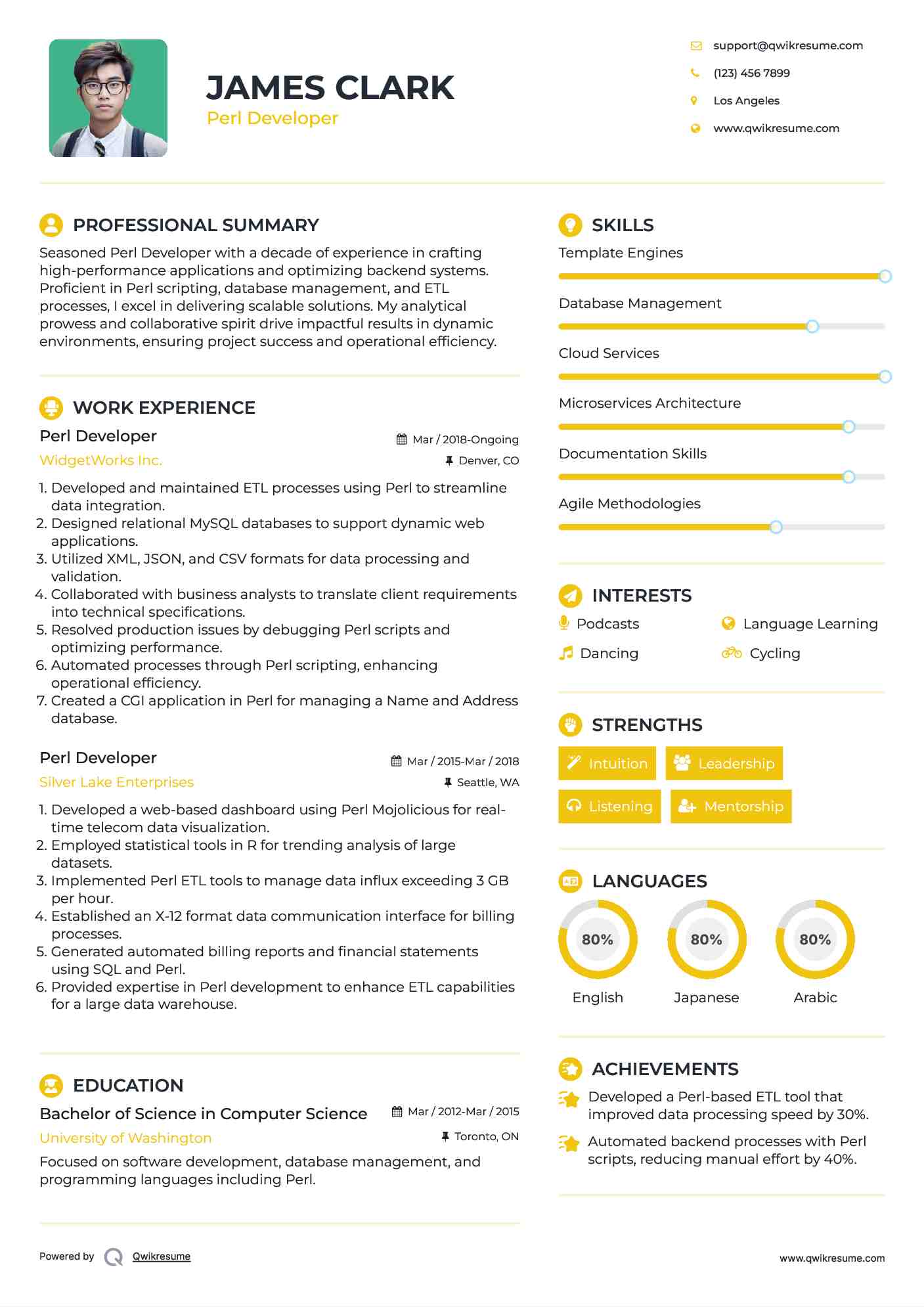 Perl Developer Resume Format