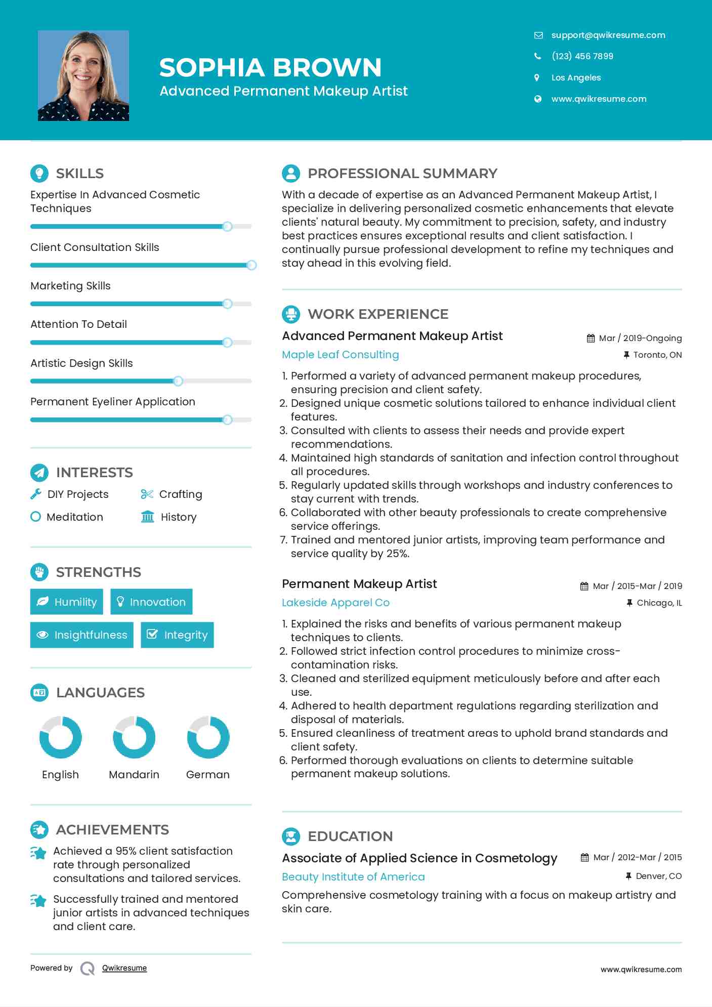 Advanced Permanent Makeup Artist Resume Template