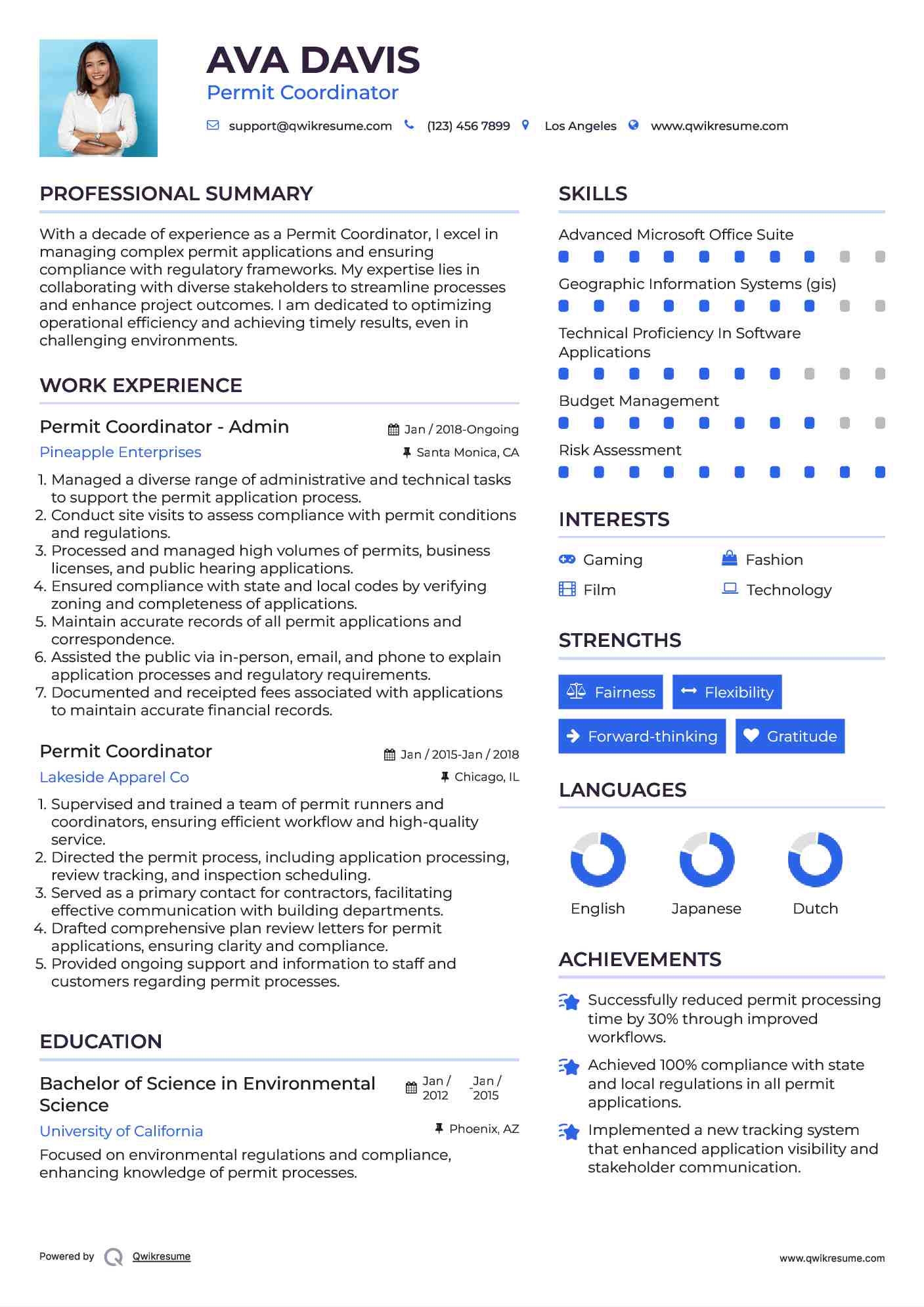 Permit Coordinator - Admin Resume Format