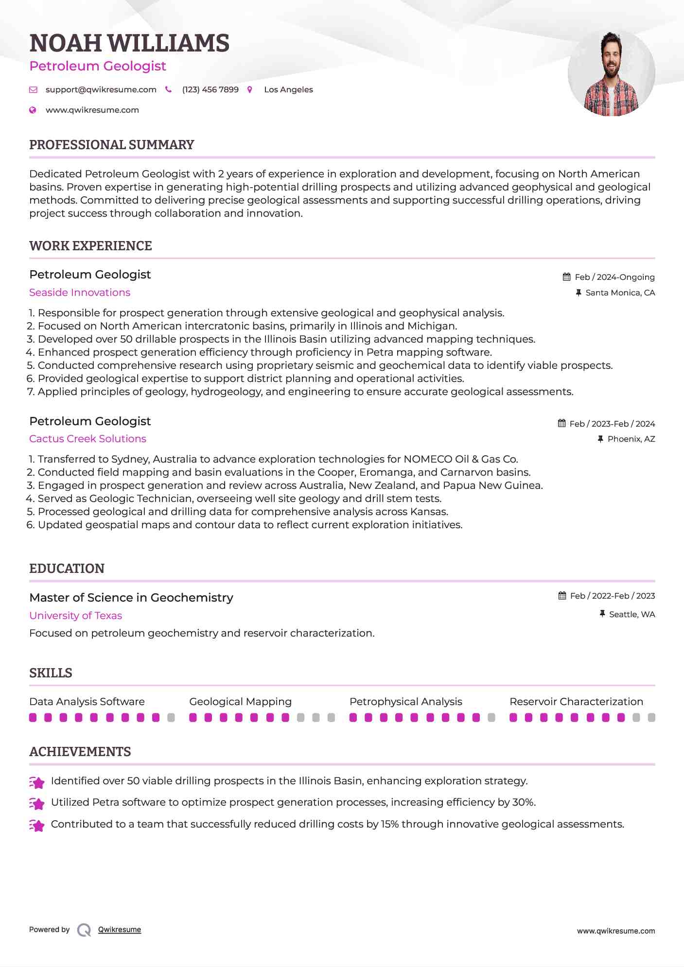 Petroleum Geologist Resume Format