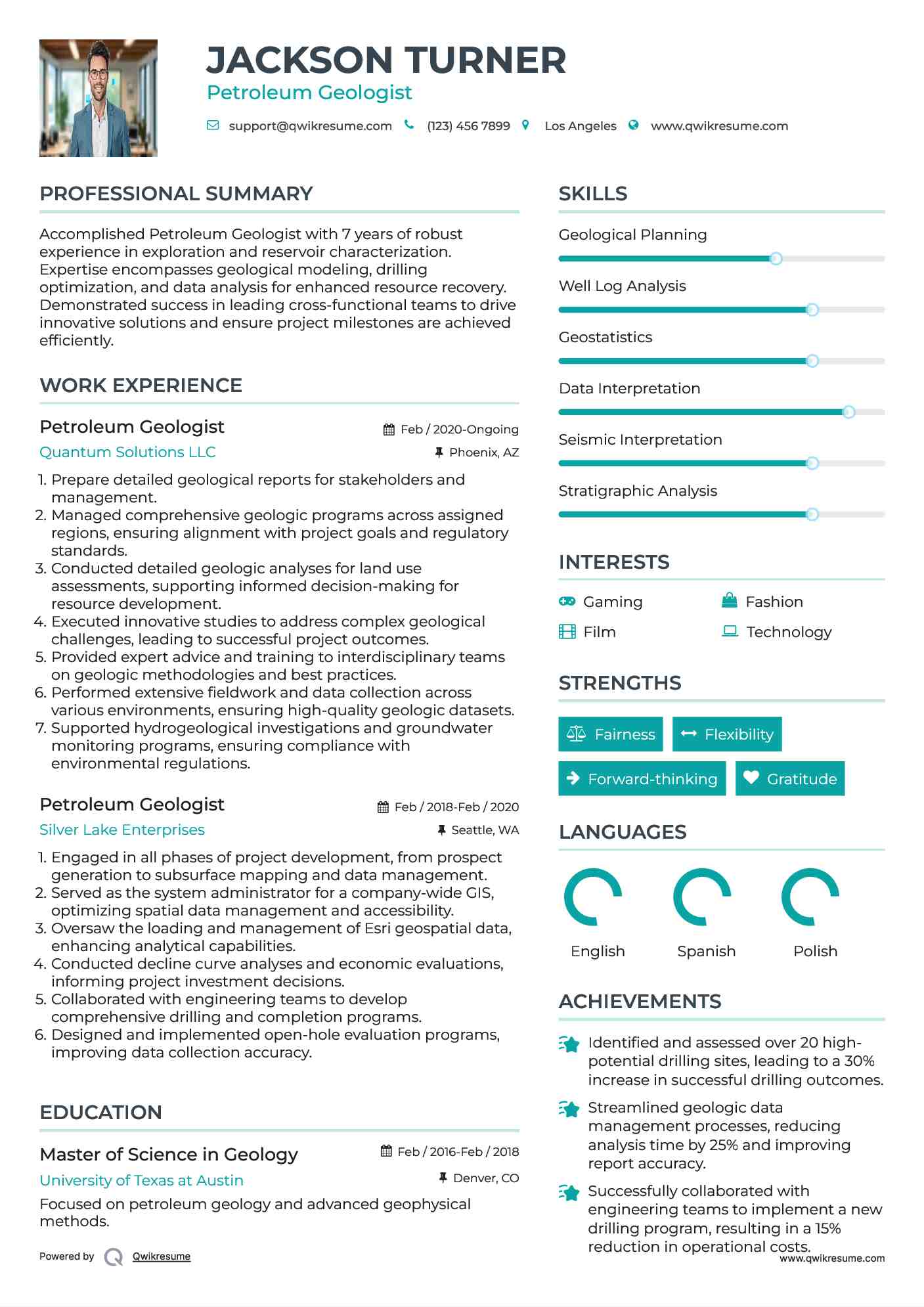 Petroleum Geologist Resume Template