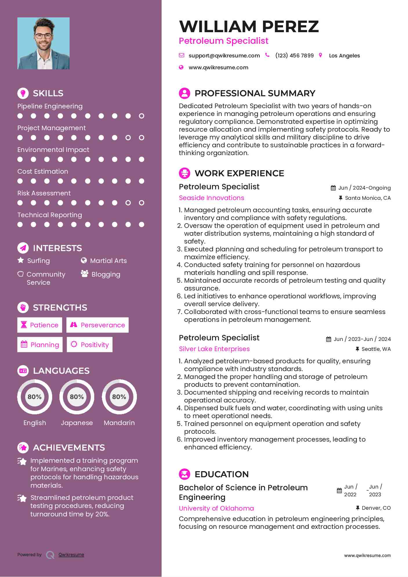 Petroleum Specialist Resume Format