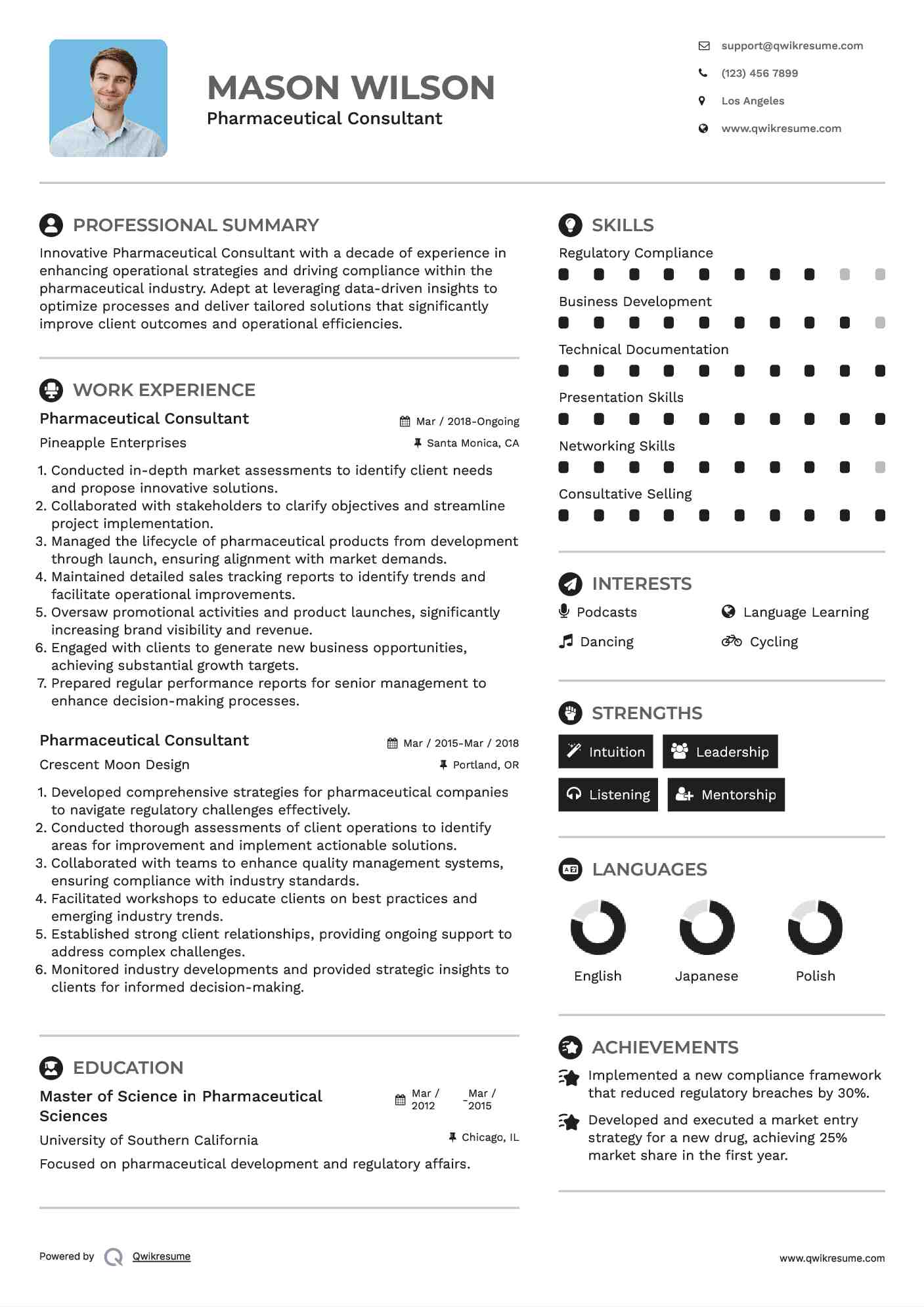 Pharmaceutical Consultant Resume Format