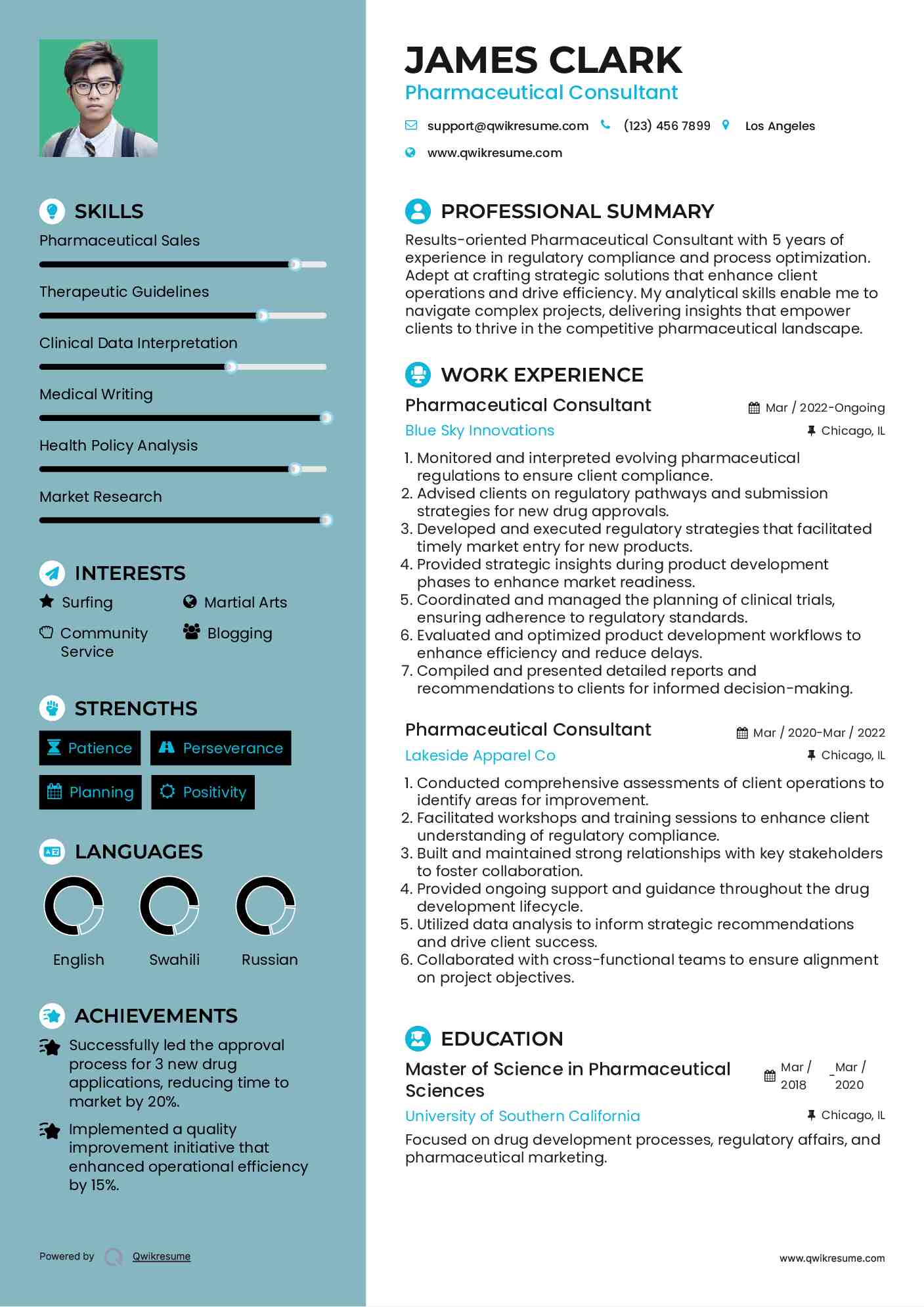 Pharmaceutical Consultant Resume Template