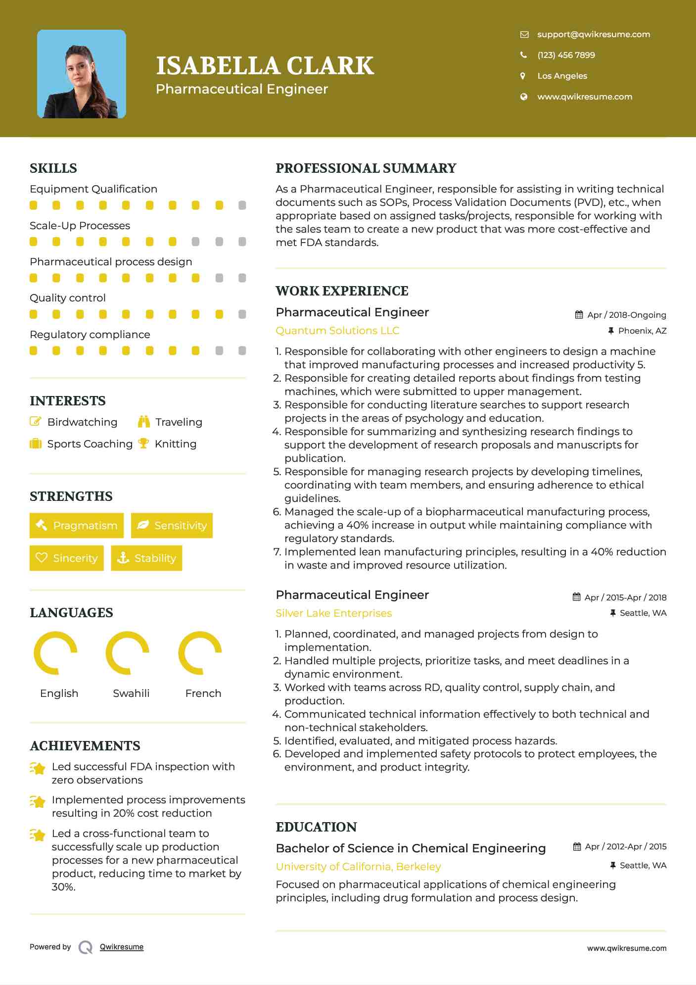 Pharmaceutical Engineer Resume Template
