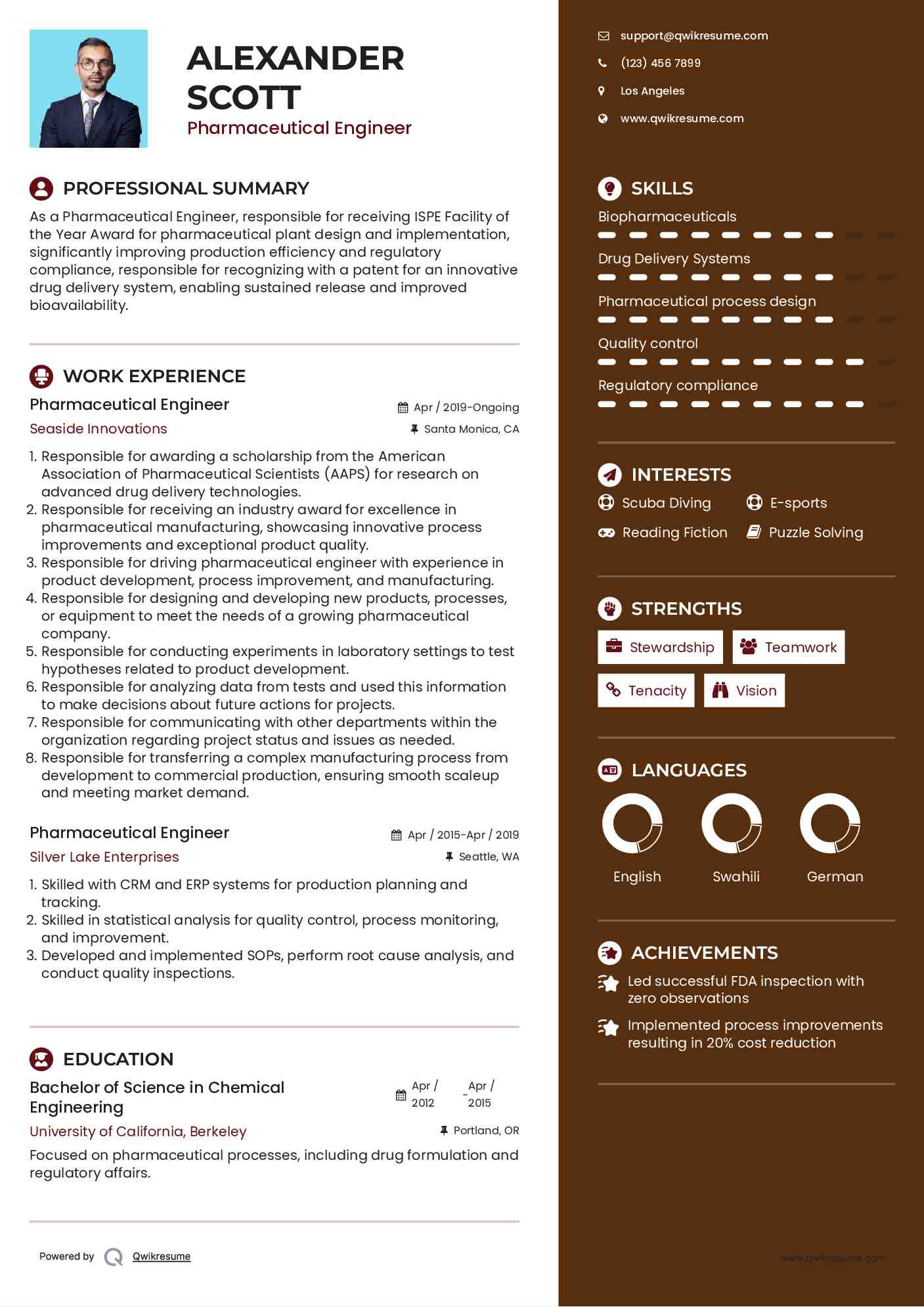 Pharmaceutical Engineer Resume Template