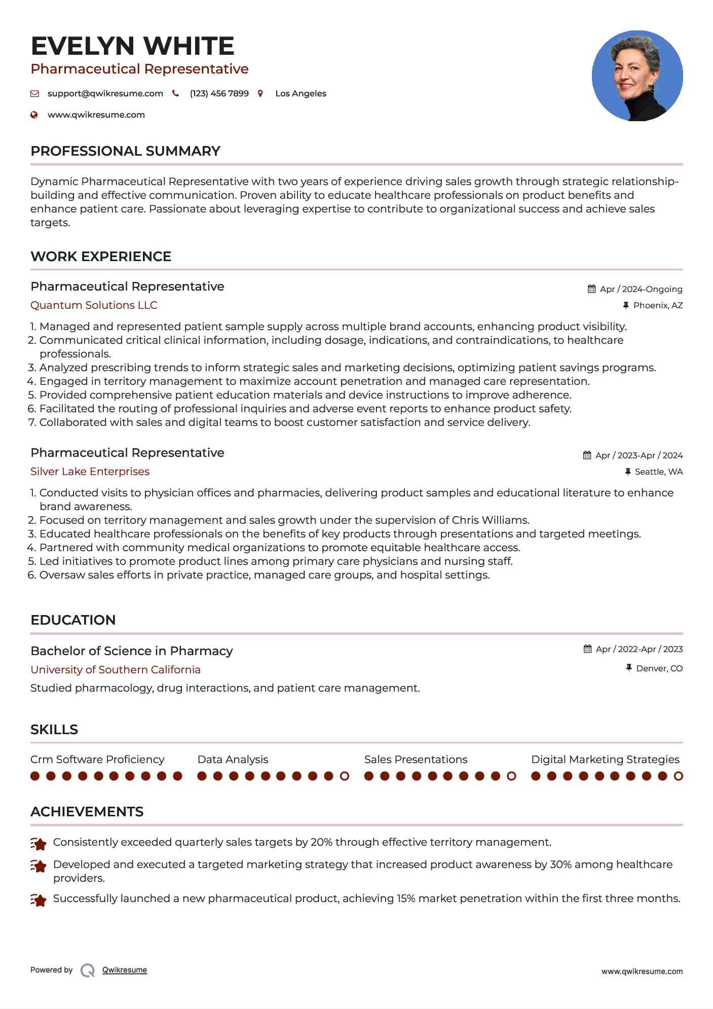 resume format pharmaceutical company