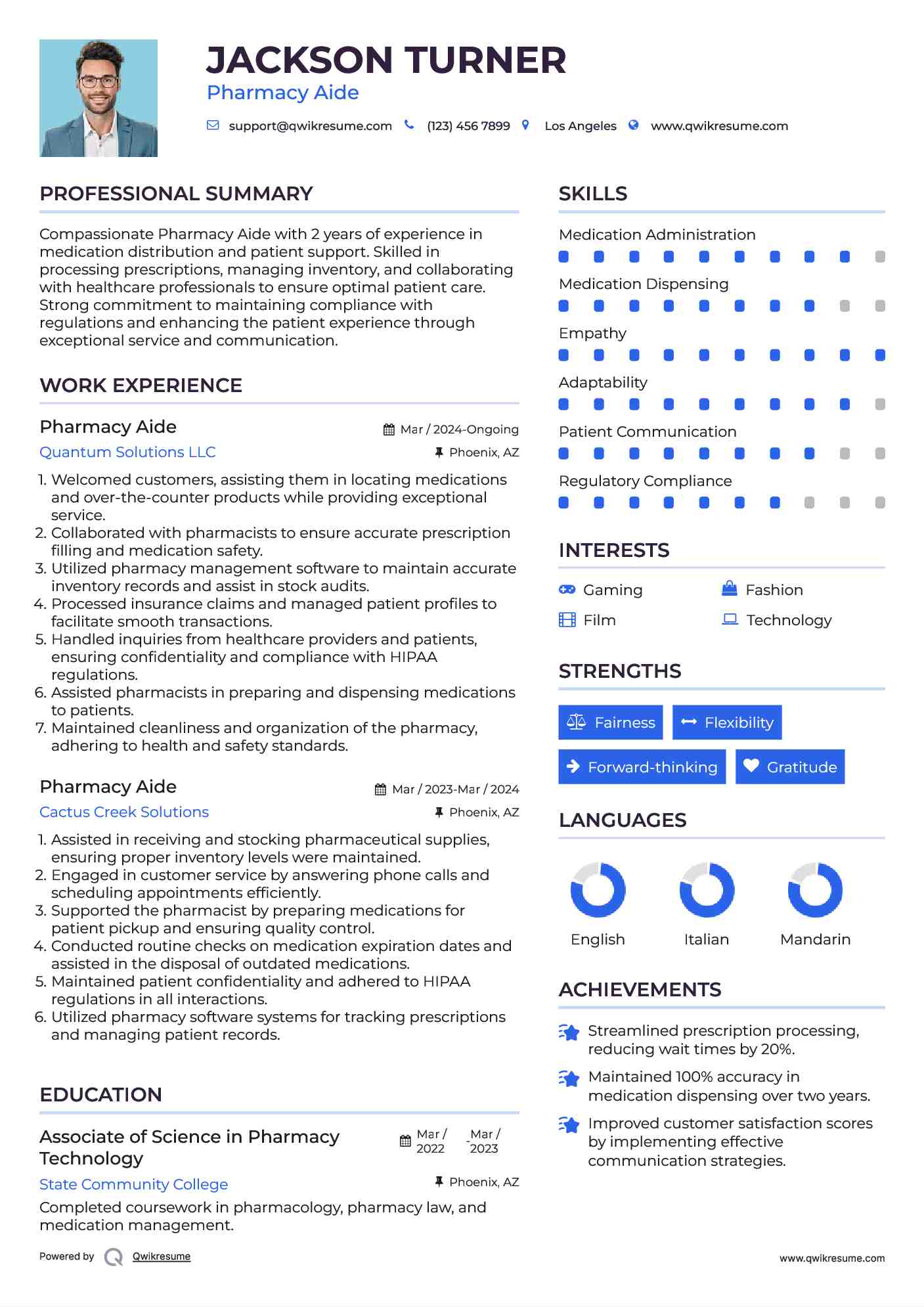Pharmacy Aide Resume Template