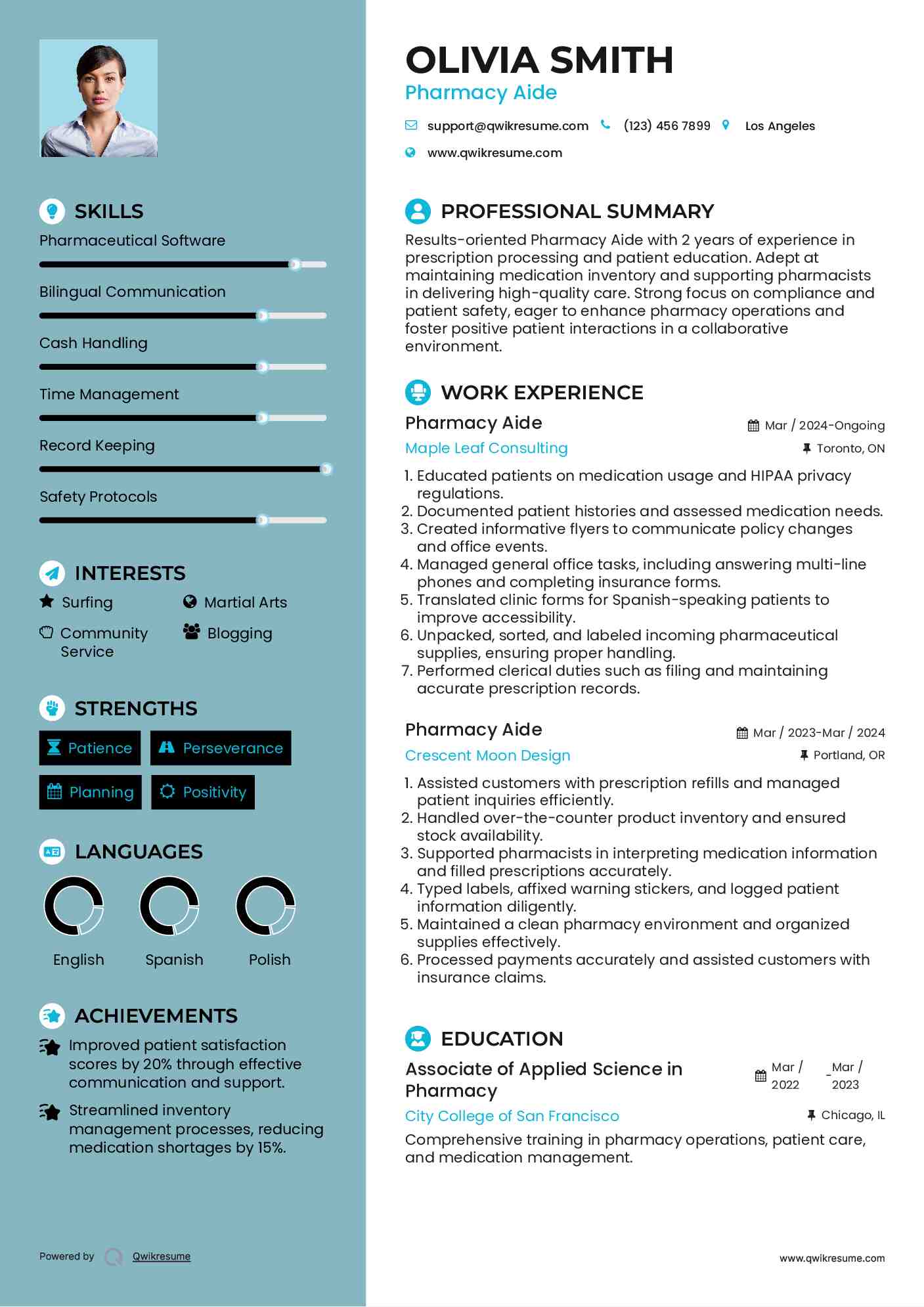 Pharmacy Aide Resume Model