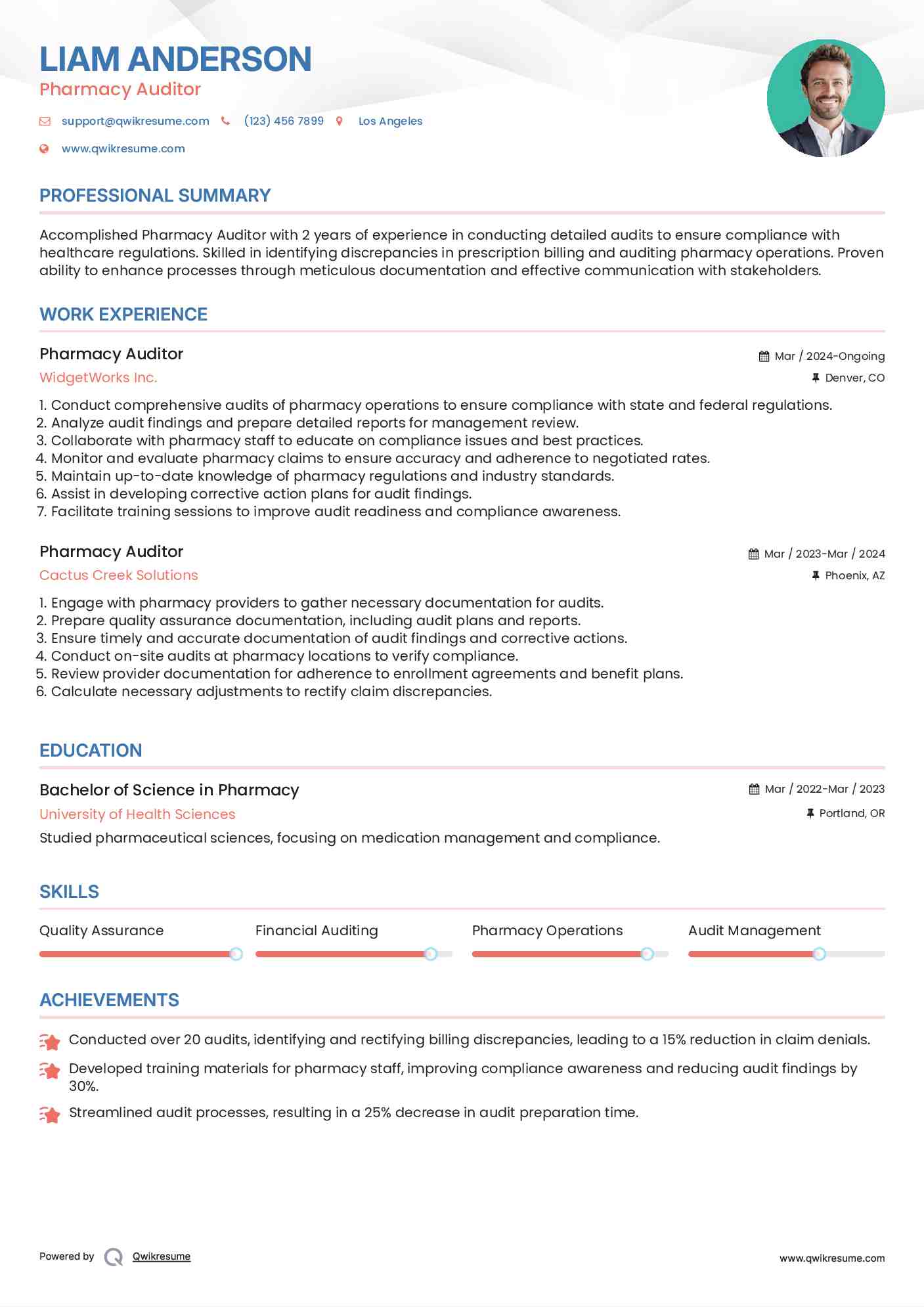 Pharmacy Auditor Resume Format